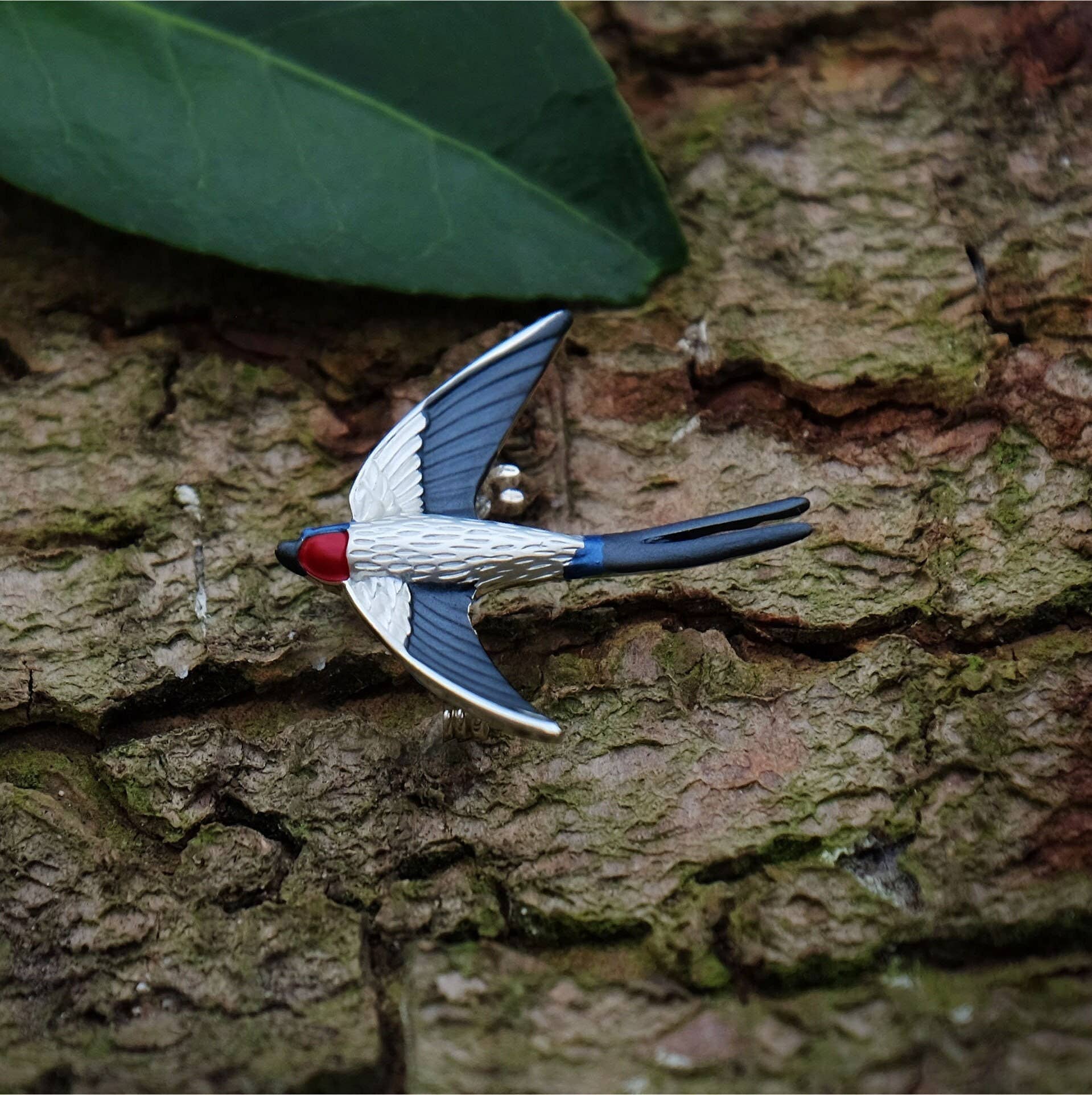 Swallow Bird In Flight Brooch