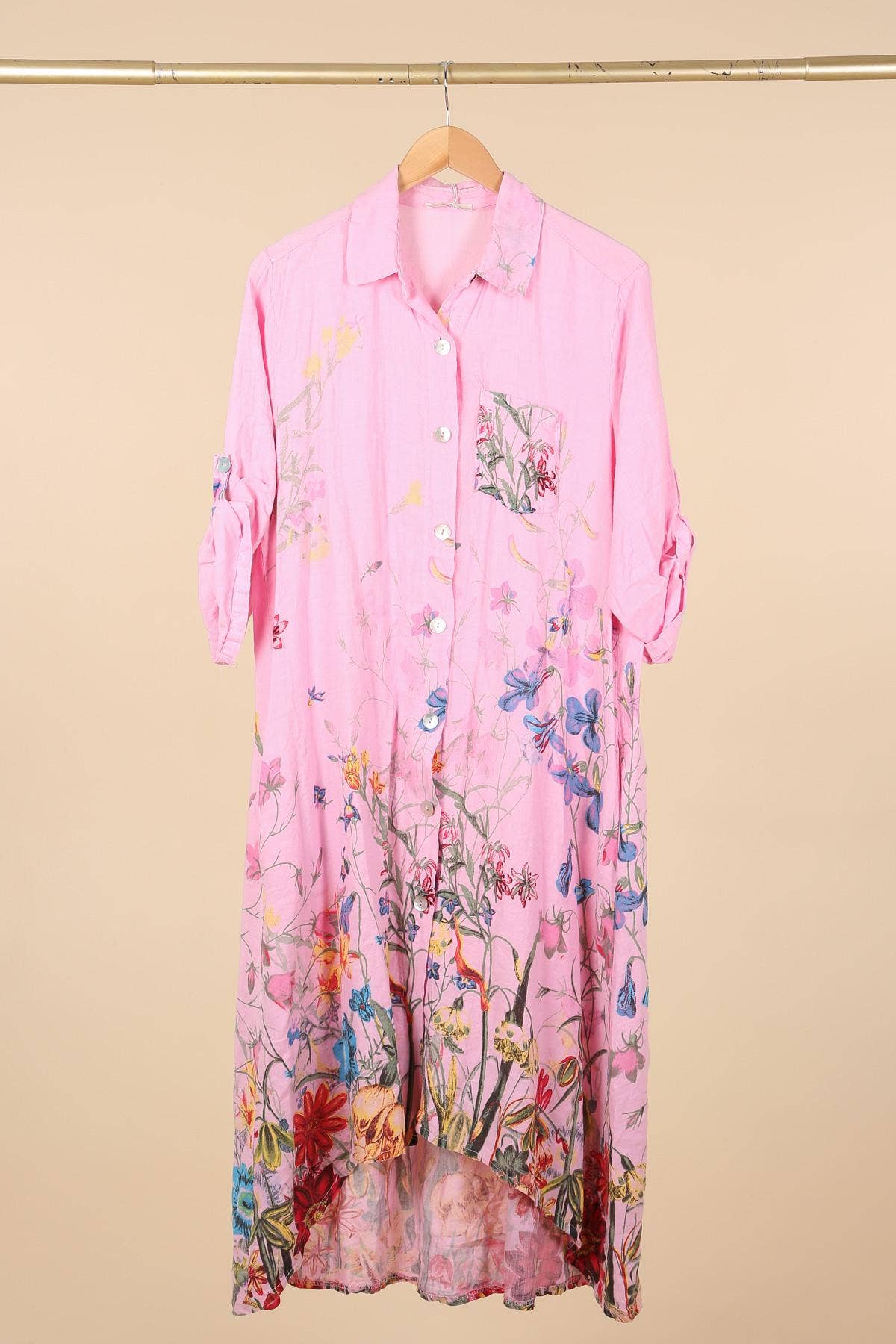 RESTOCK SOON - Floral Linen Button Up Dress