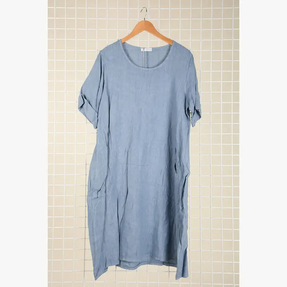 Linen Pocket Dress BLUE