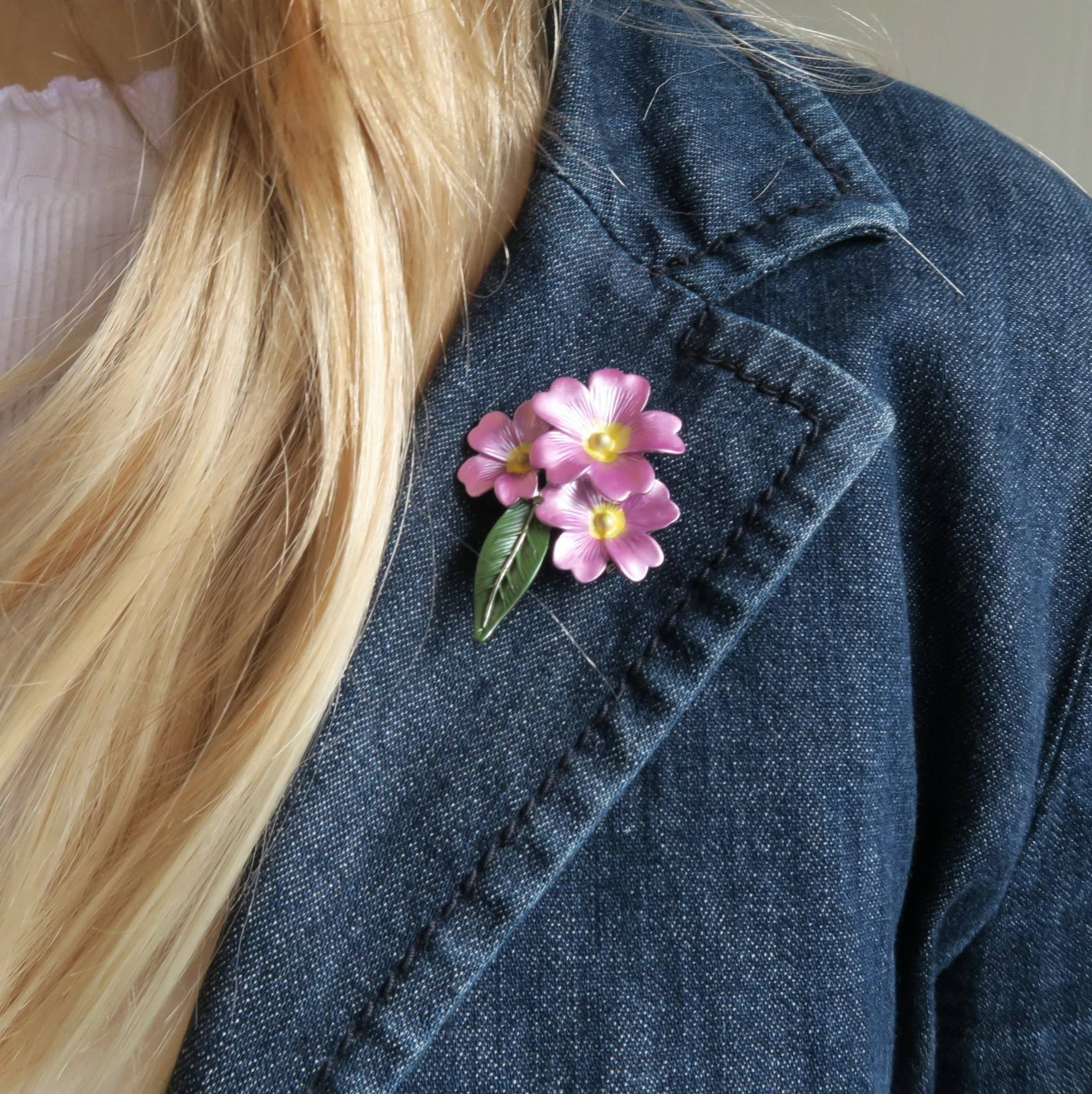 Primrose Pink Flower Brooch