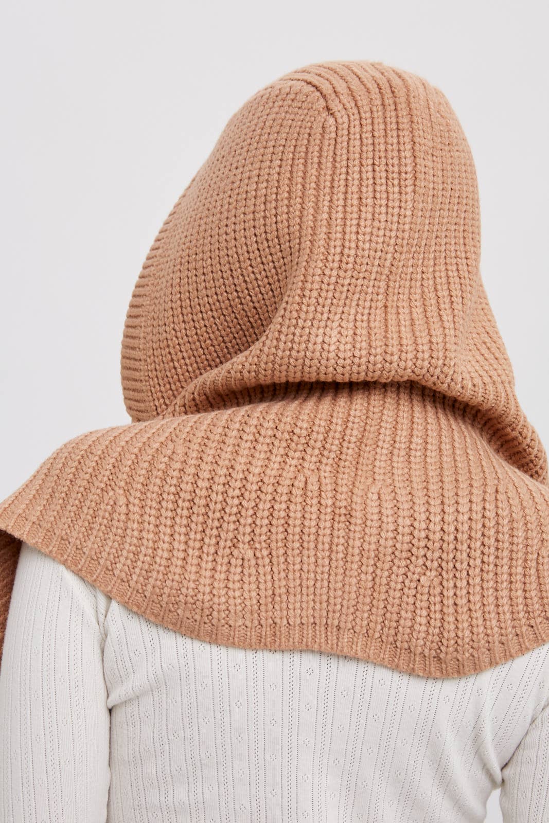 Knit Snap-Up Hood BEIGE