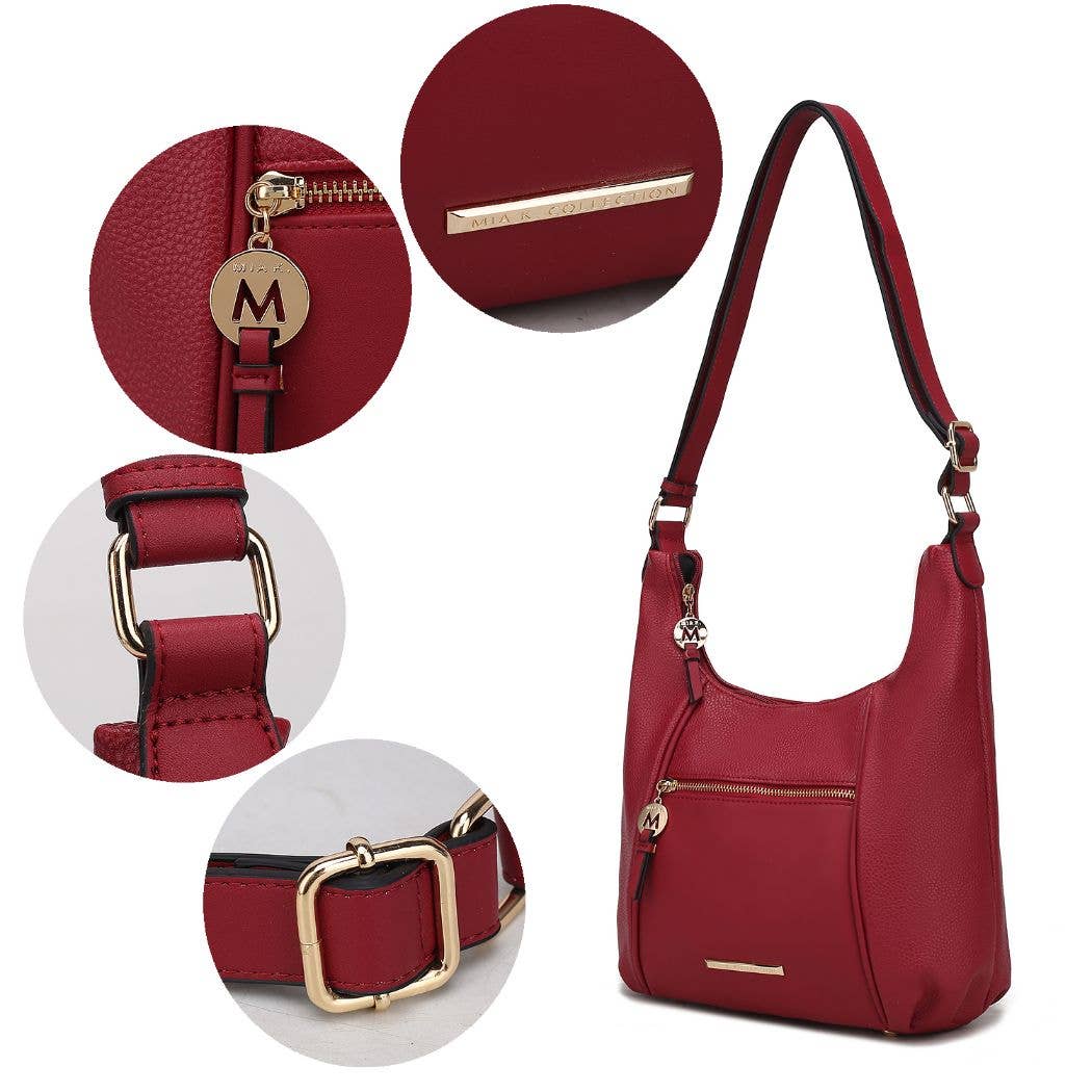MKC Vegan Leather Shoulder Handbag GRAY