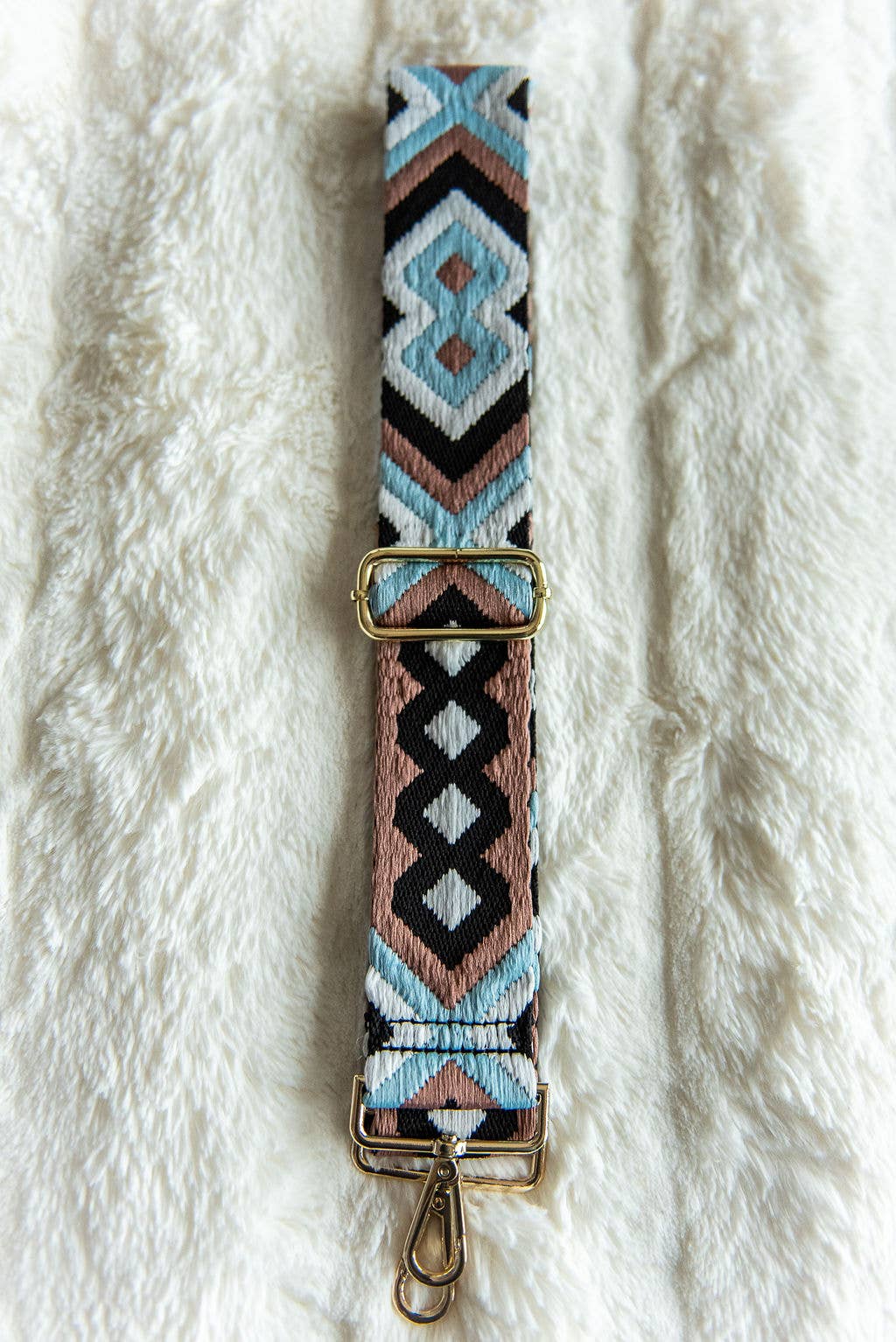 Crossbody Bag Guitar Strap - Blue Geometric