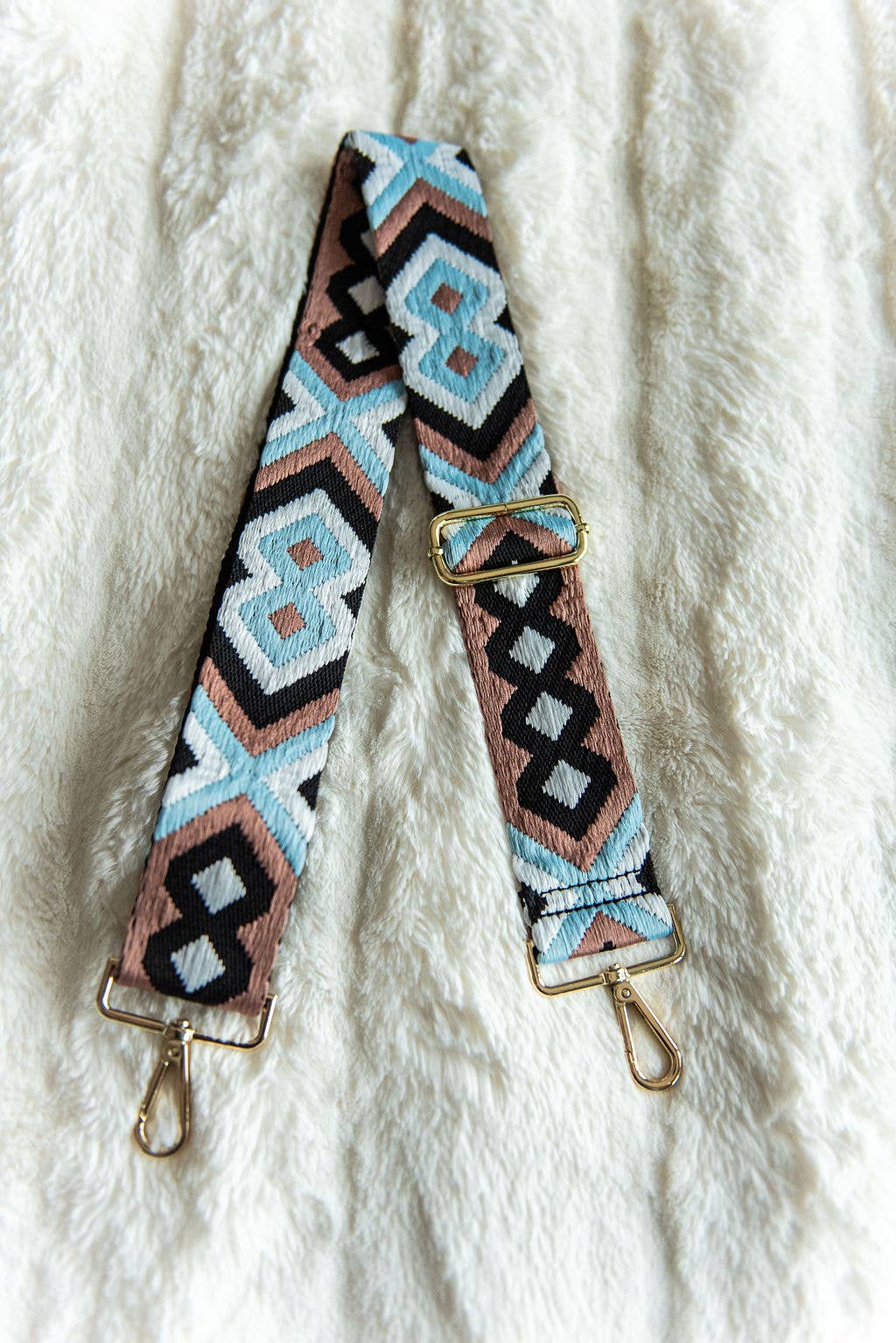 Crossbody Bag Guitar Strap - Blue Geometric