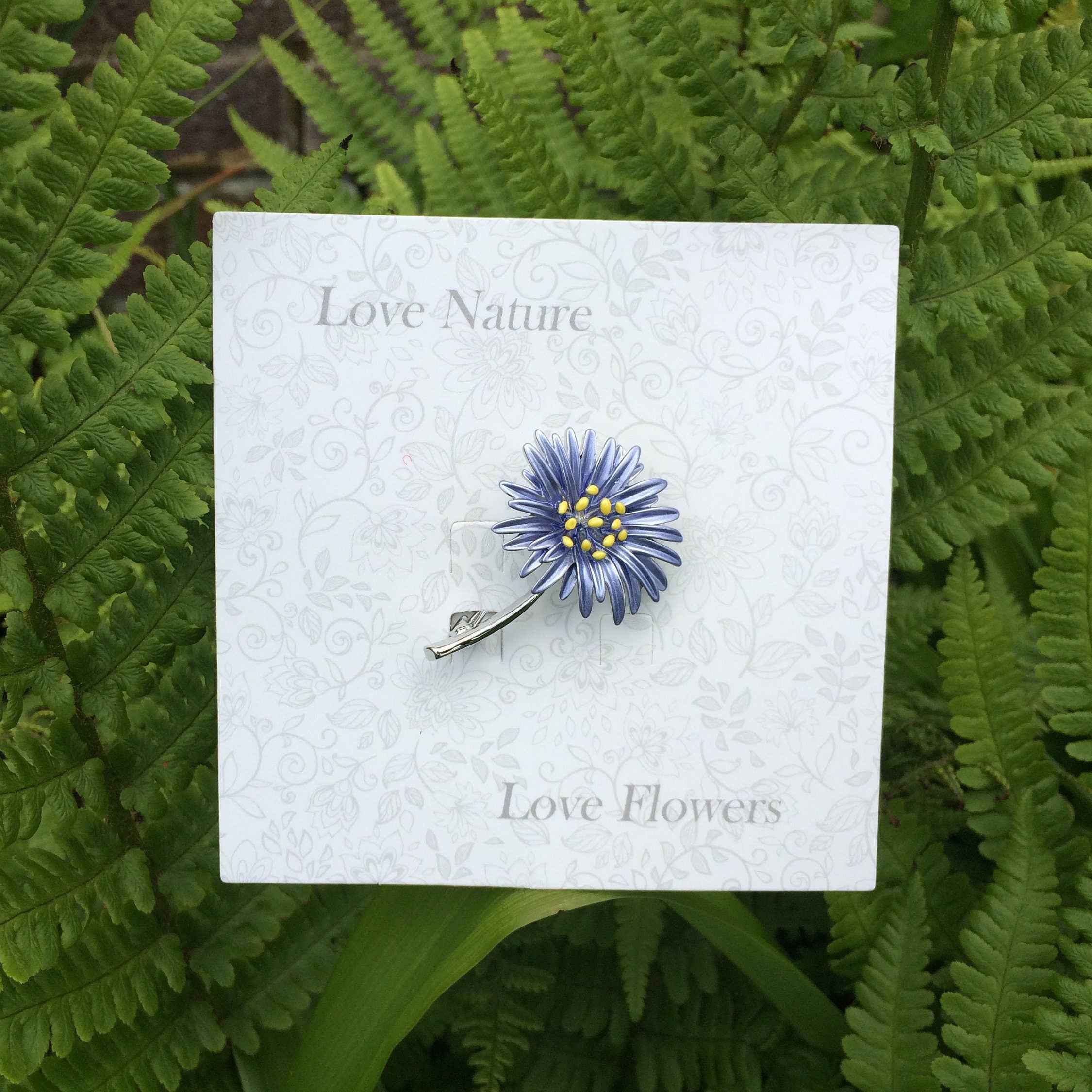 Aster Blue Flower Brooch