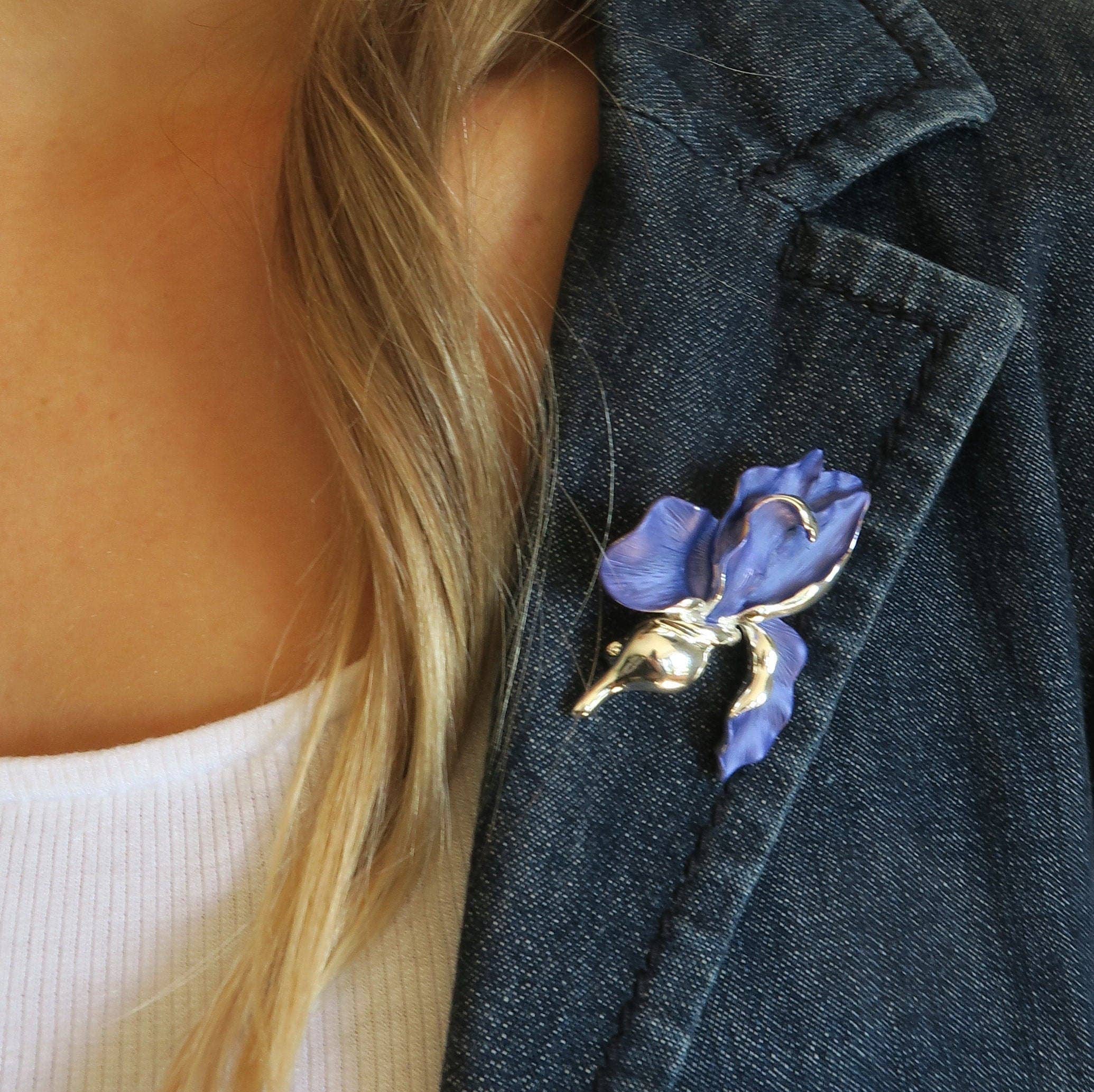 Iris Violet Blue Flower Brooch