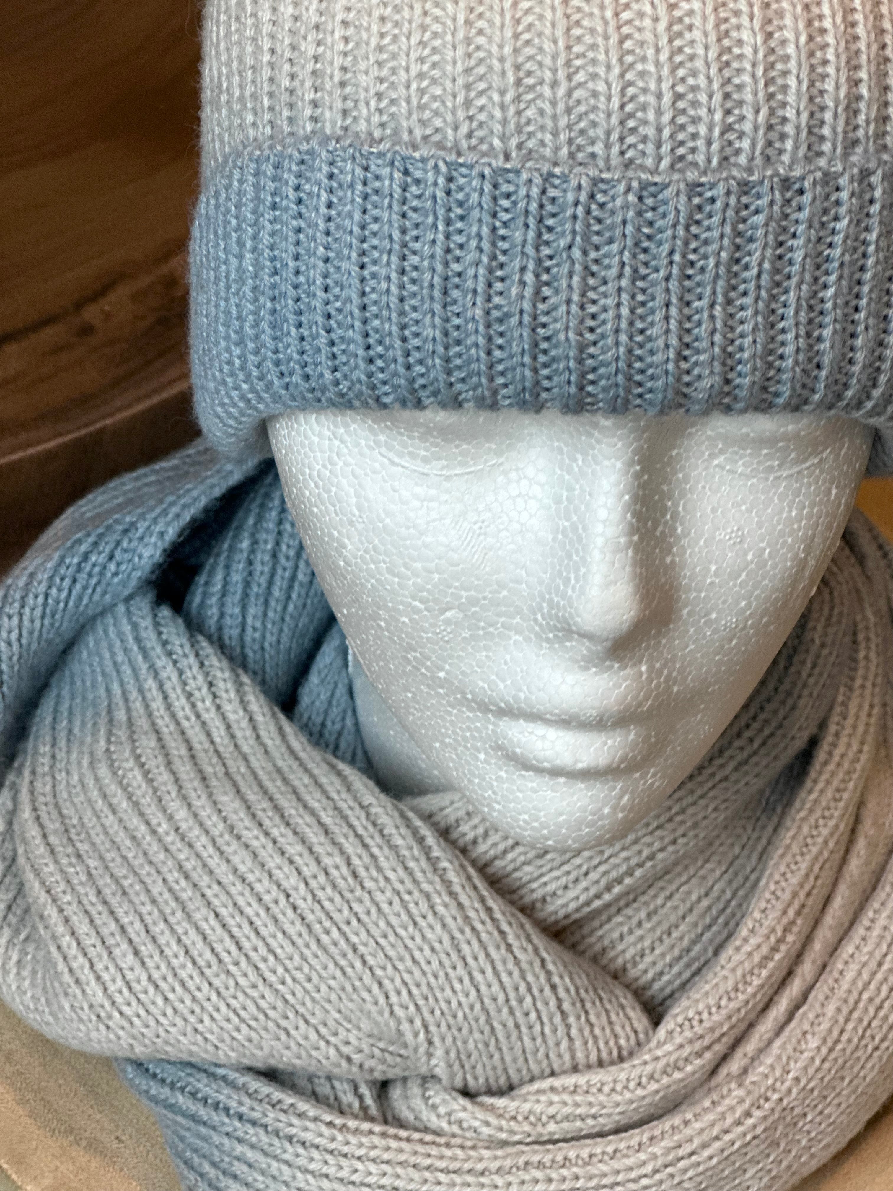 Beanie & Scarf Bundle LEMON - BLUE OMBRE