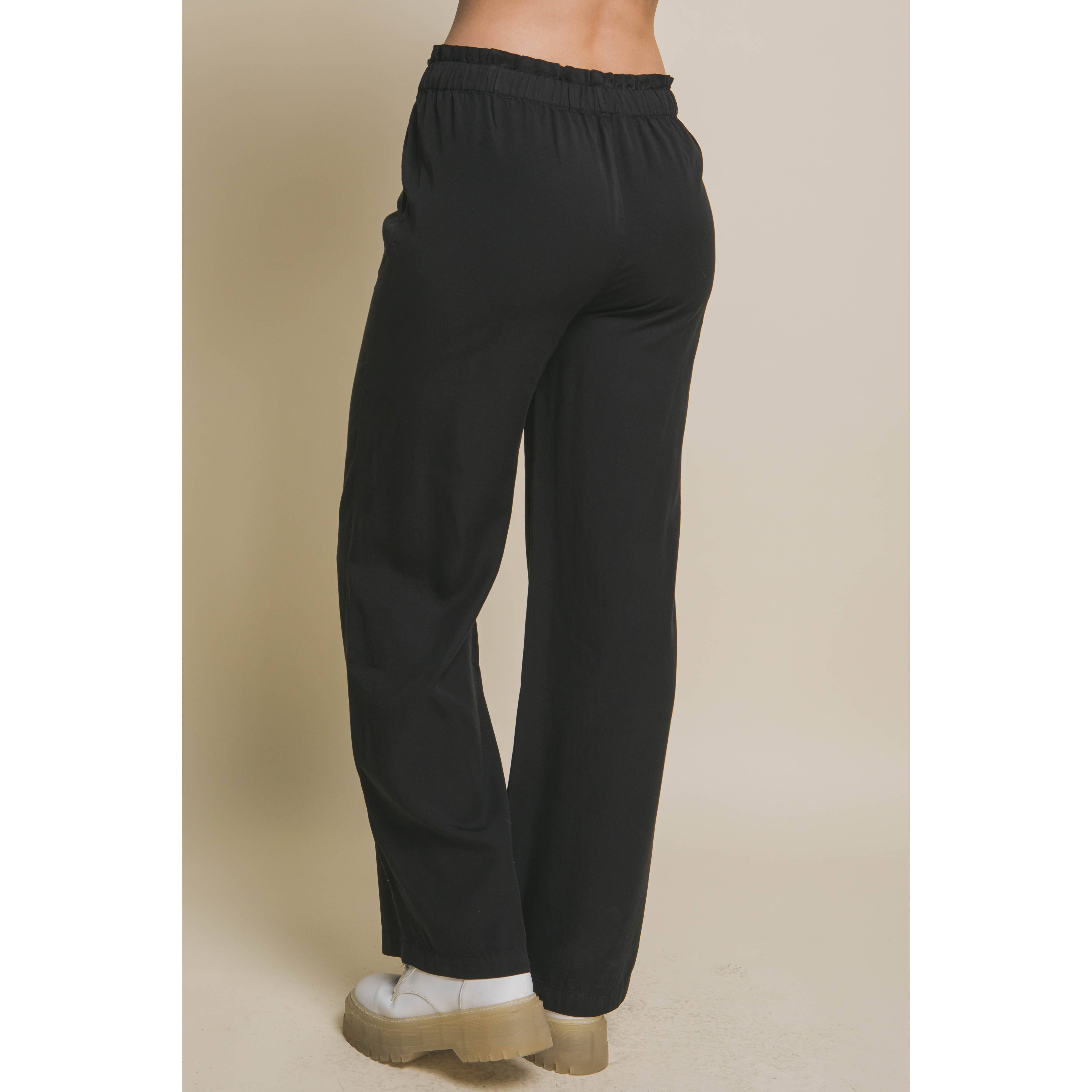 Full-Length Flowy Tencel Pants BLACK