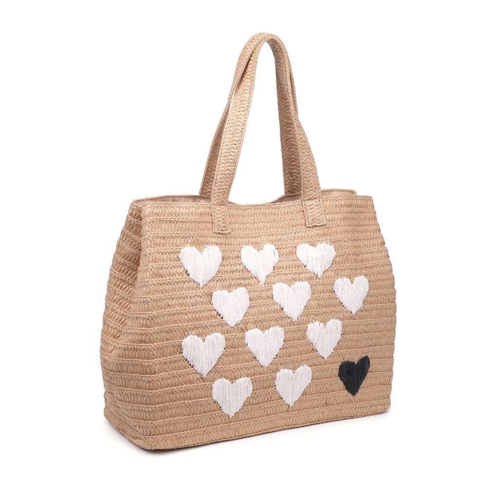 Heart Straw Lined Tote