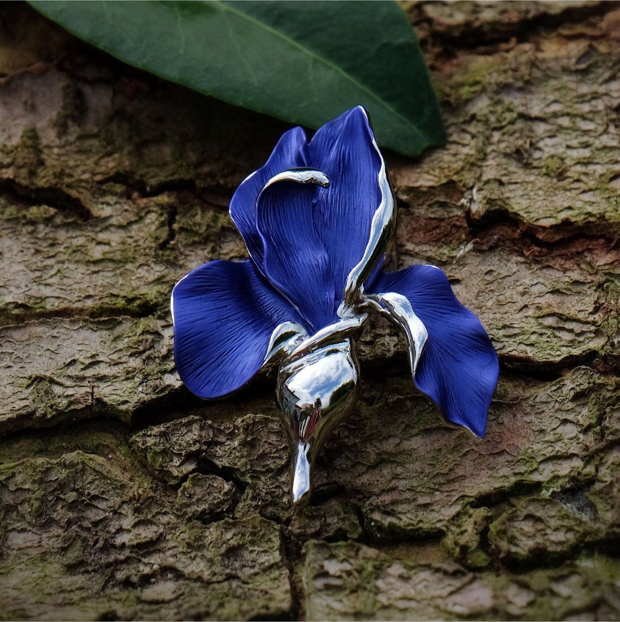 Iris Violet Blue Flower Brooch