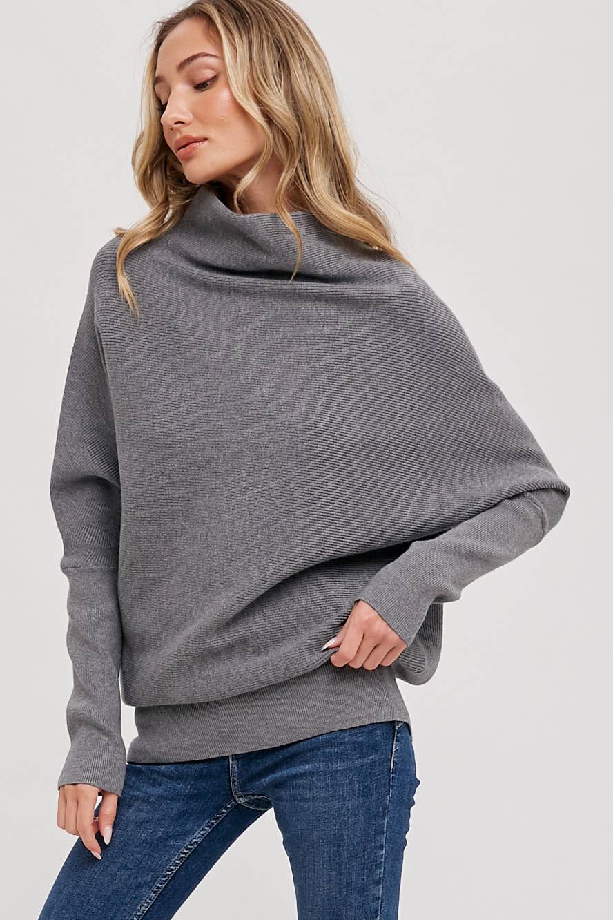 Slouch Neck Dolman Sweater GREY