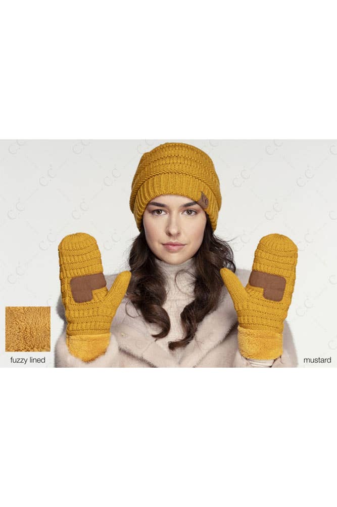 C.C Solid Color Knitted Mitten OATMEAL