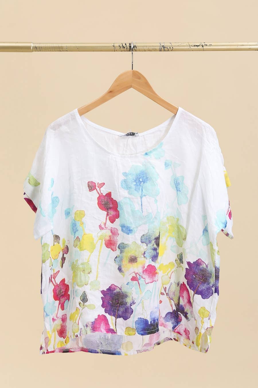 White Floral 100% Linen Shirt