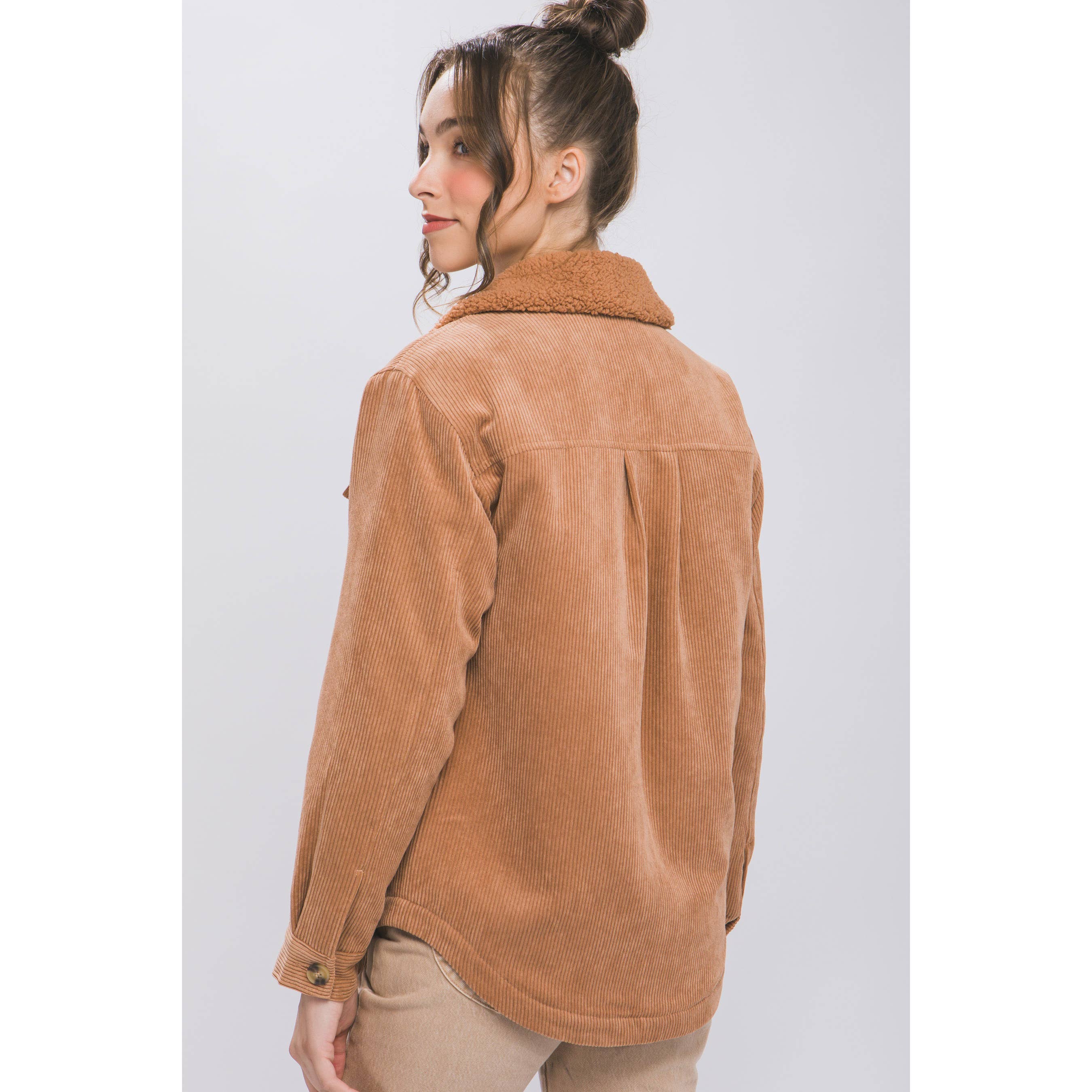 Corduroy Quilted Shacket CAMEL