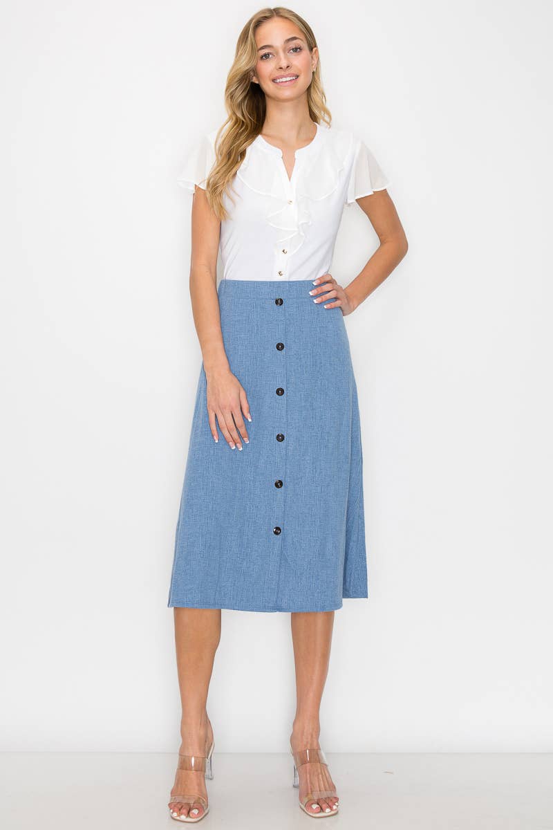 Elastic Waist A-line Midi Skirt