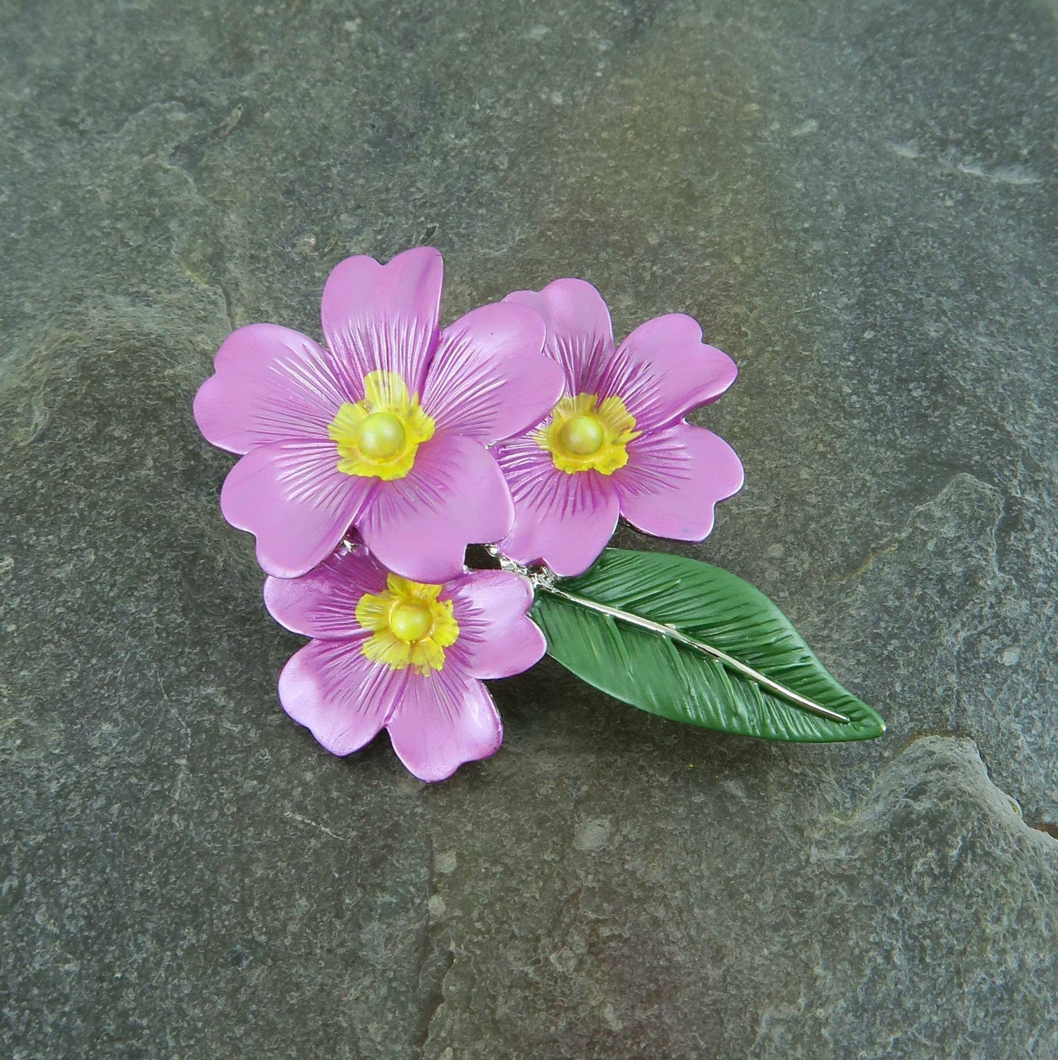 Primrose Pink Flower Brooch