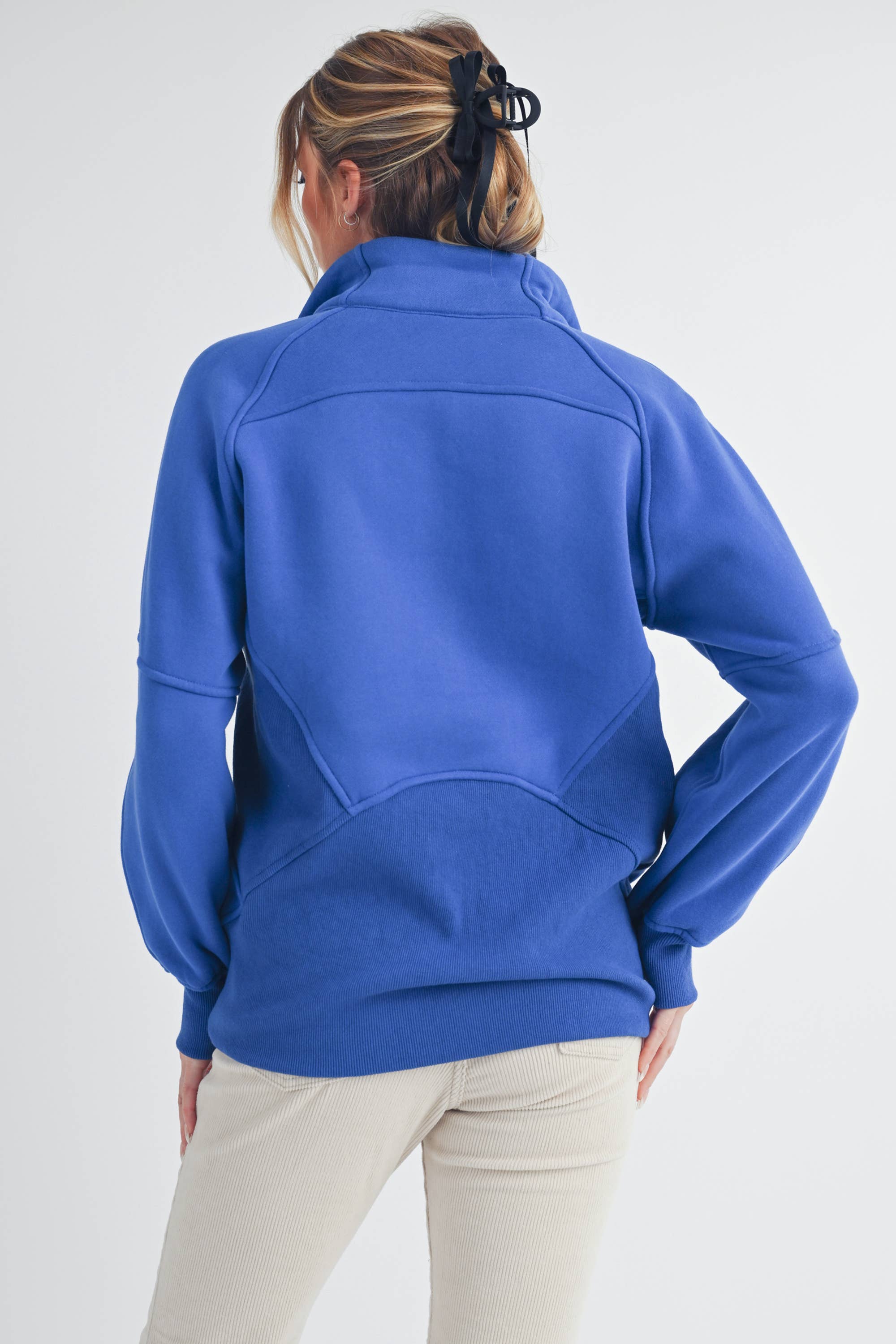 Funnel Neck Half Zip Sweatshirt COBALT BLUE