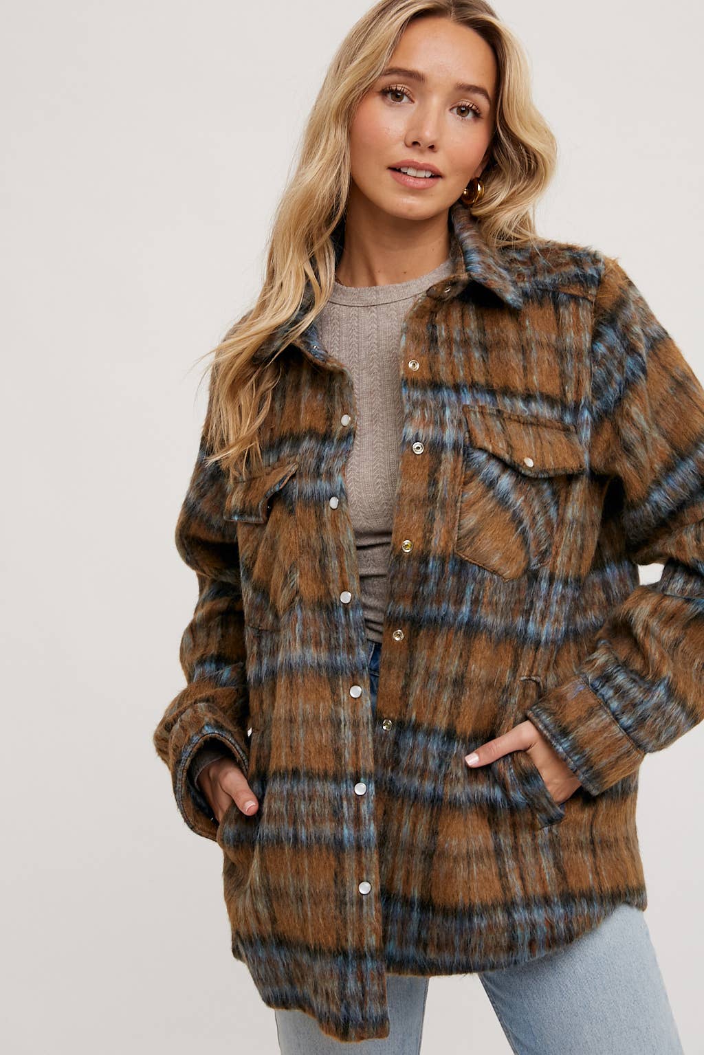 Brushed Flannel Plaid Shacket