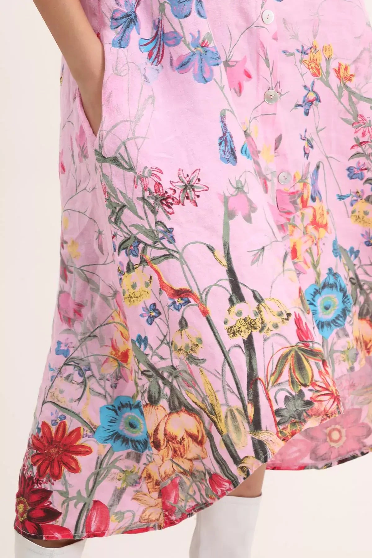 Floral Linen Button Up Dress