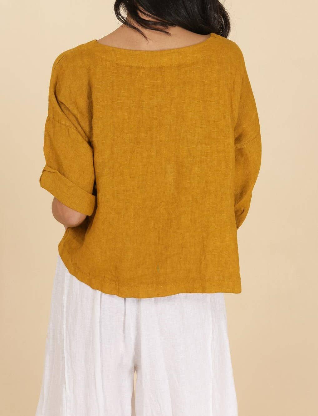 Linen Round Neck Short Sleeve Top