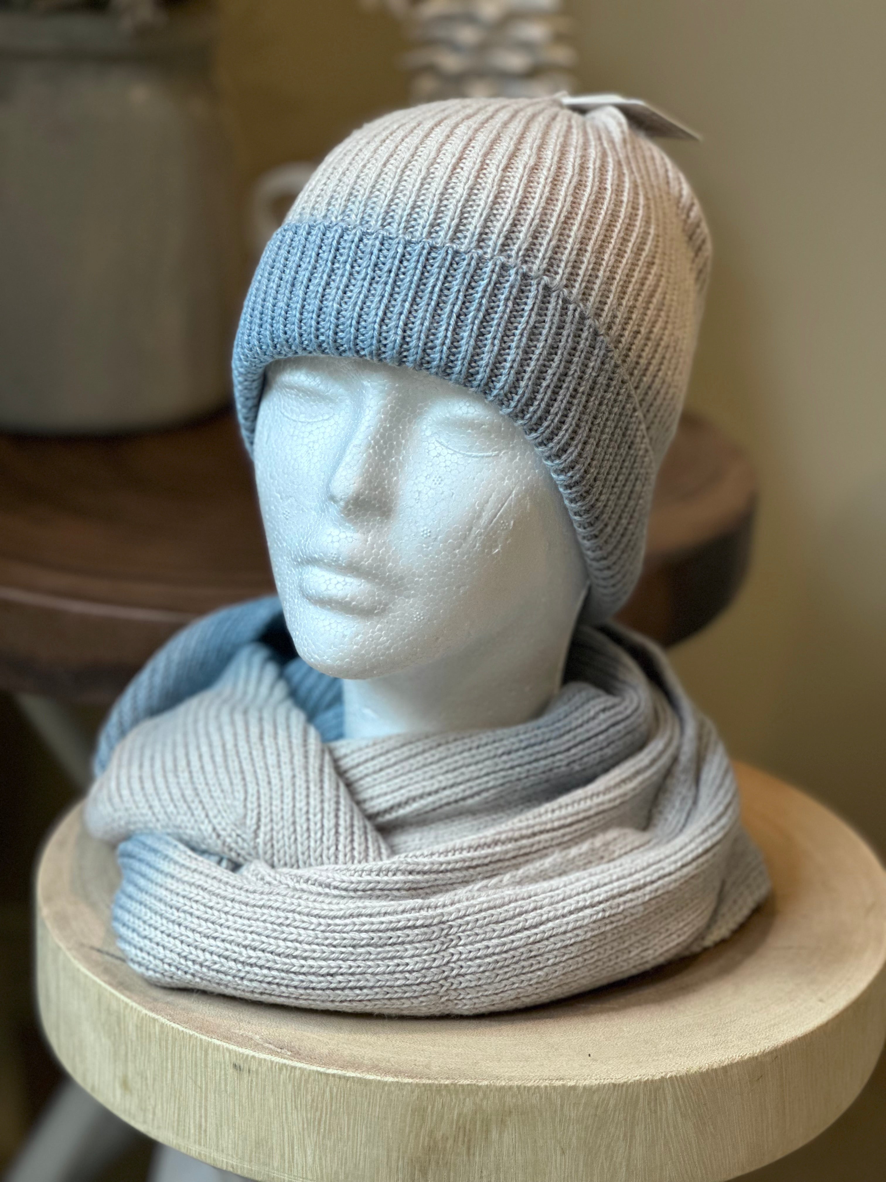 Beanie & Scarf Bundle LEMON - BLUE OMBRE