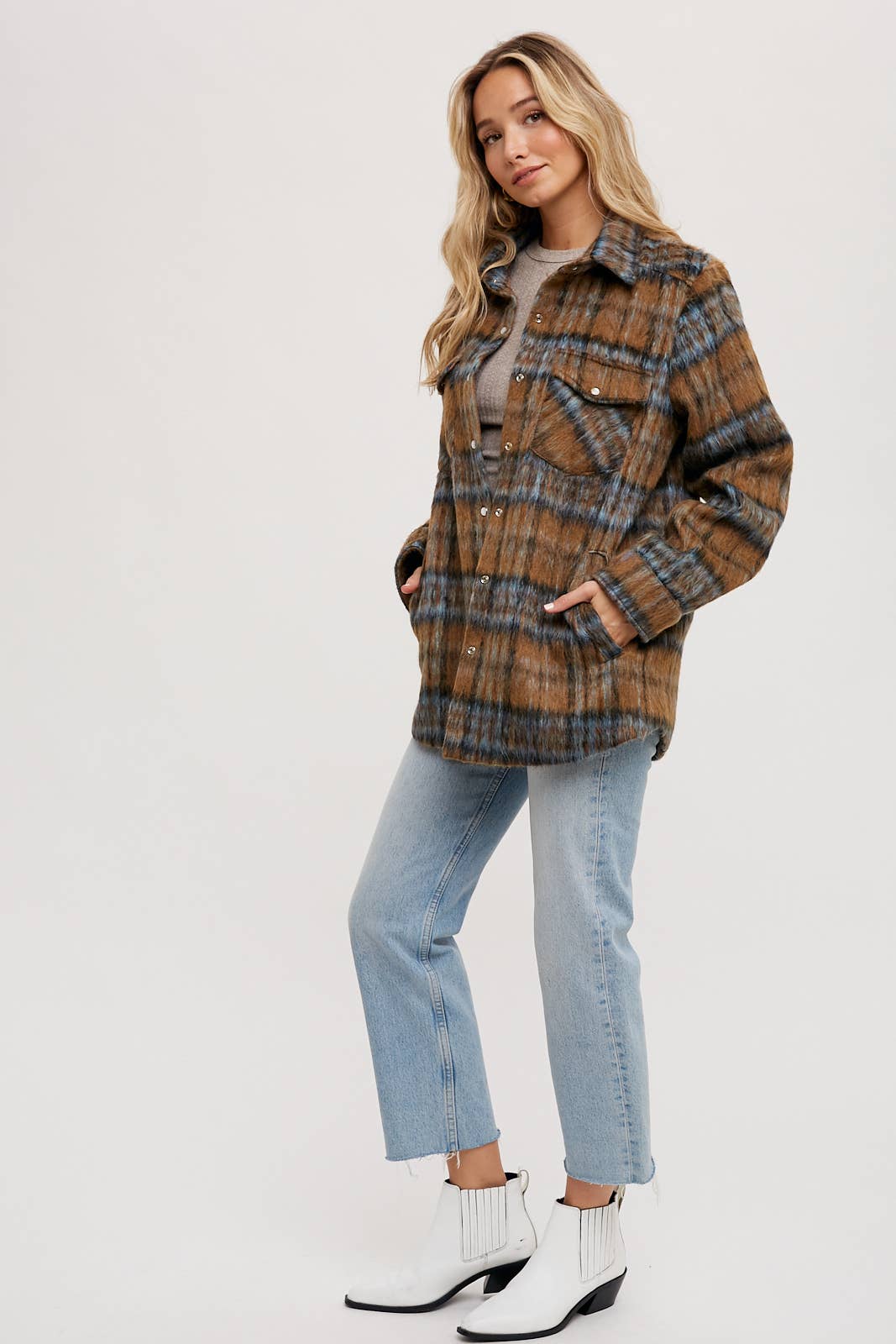 Brushed Flannel Plaid Shacket