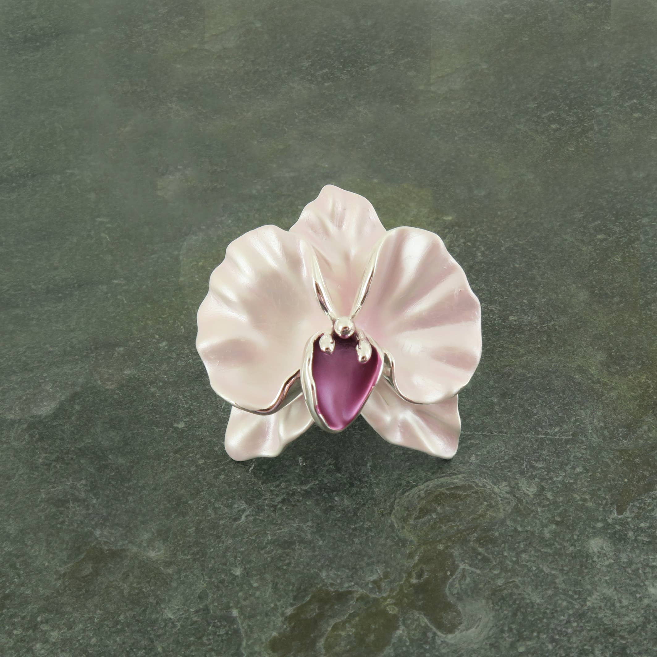 Pale Pink Orchid Flower Brooch