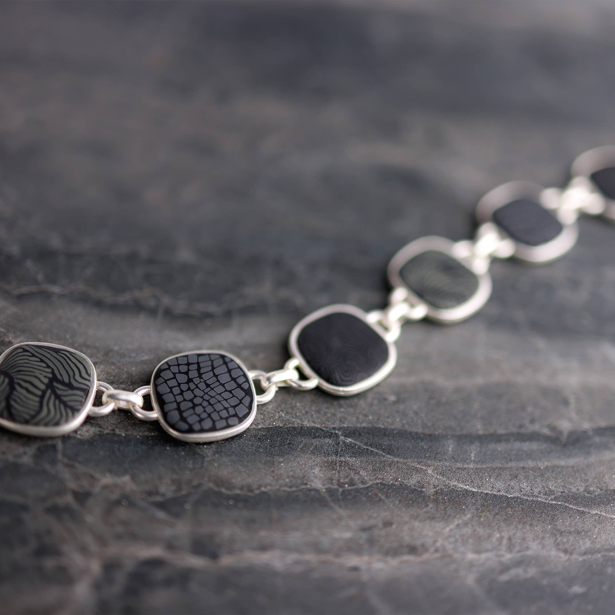 Midnight Palm Reversible Coin Bracelet