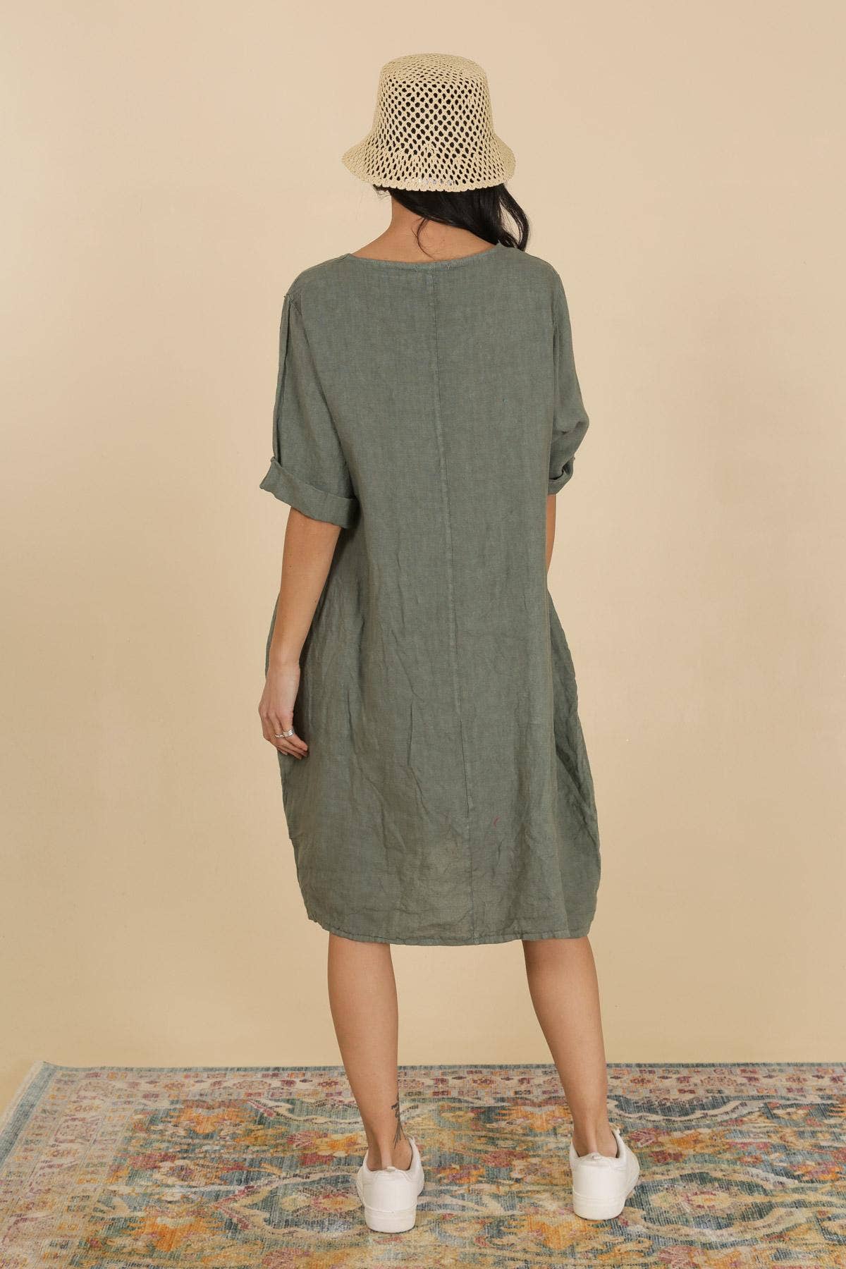 Linen Pocket Dress GREEN