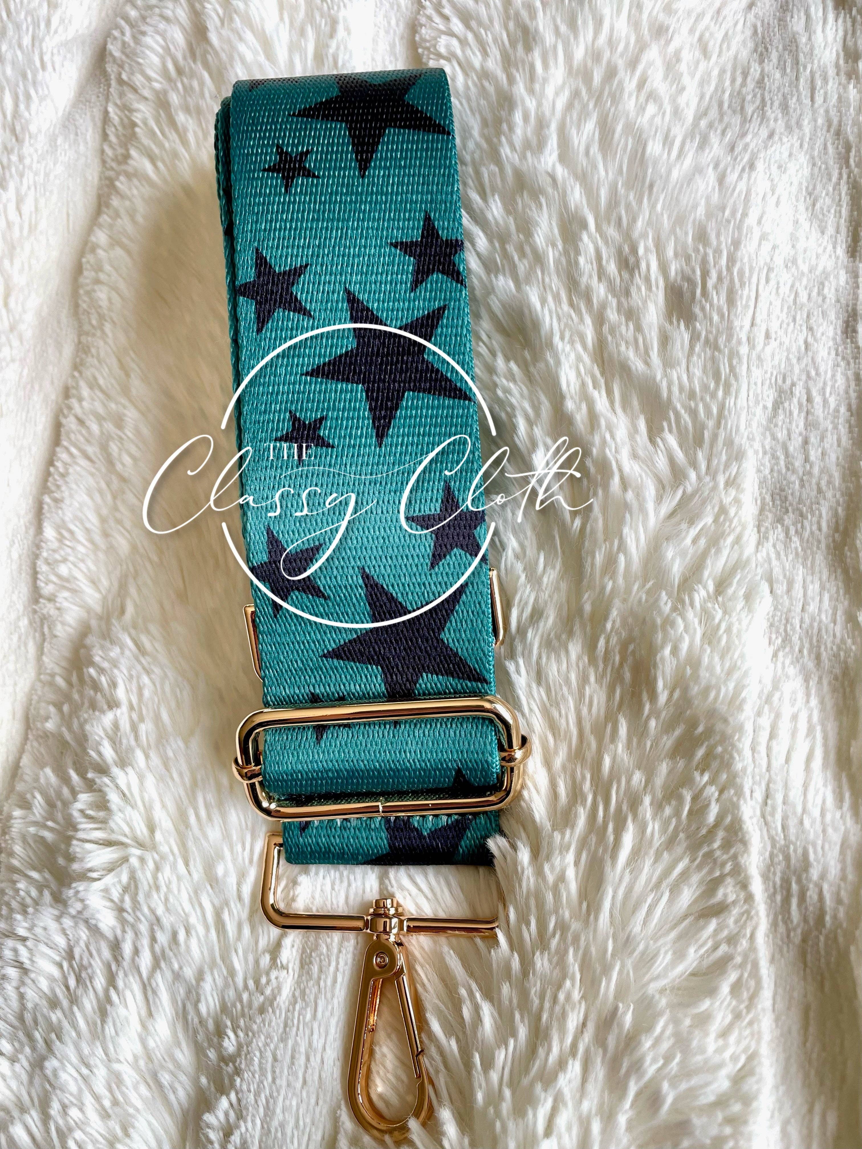 Crossbody Bag Guitar Strap - Emerald Green Black Star