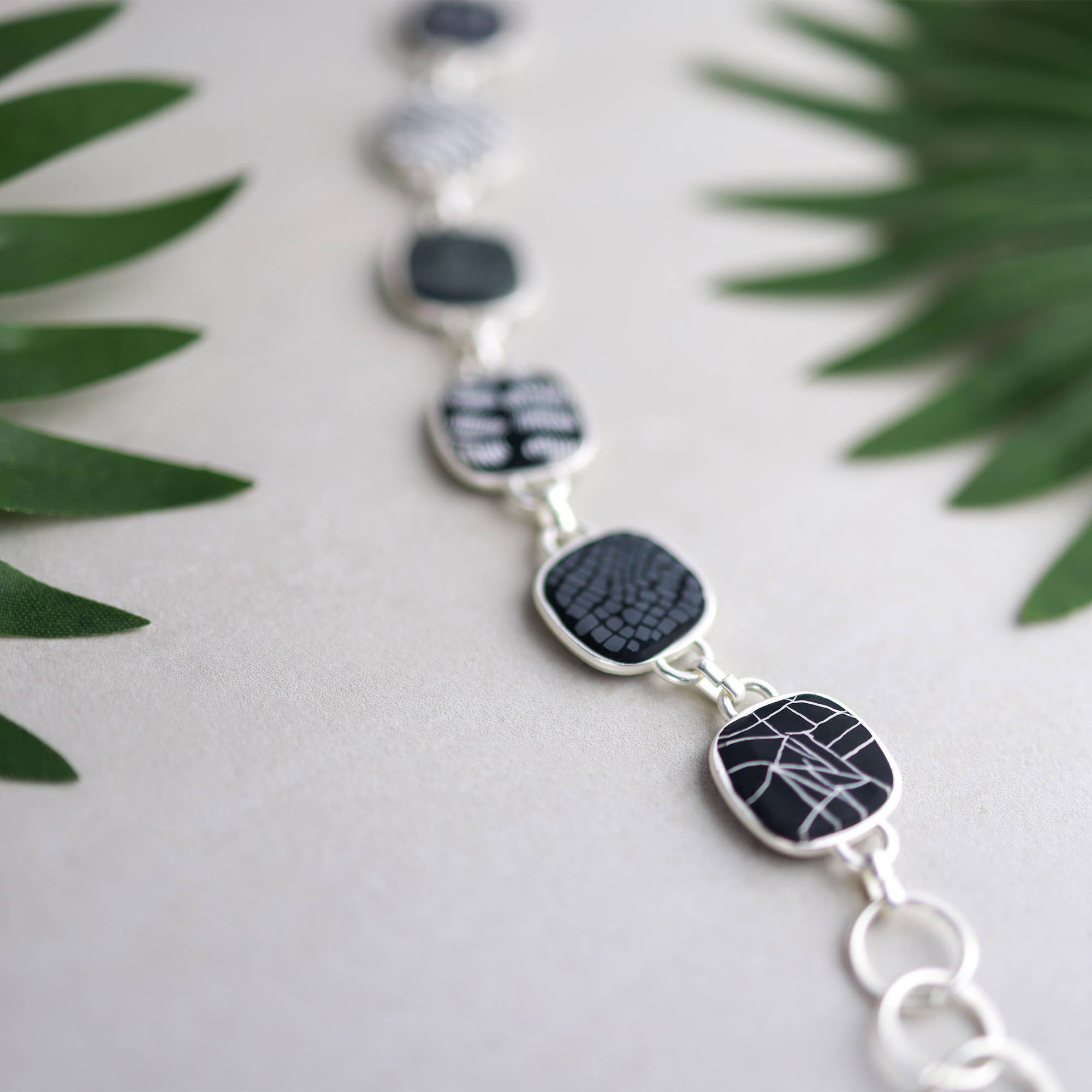 Midnight Palm Reversible Coin Bracelet