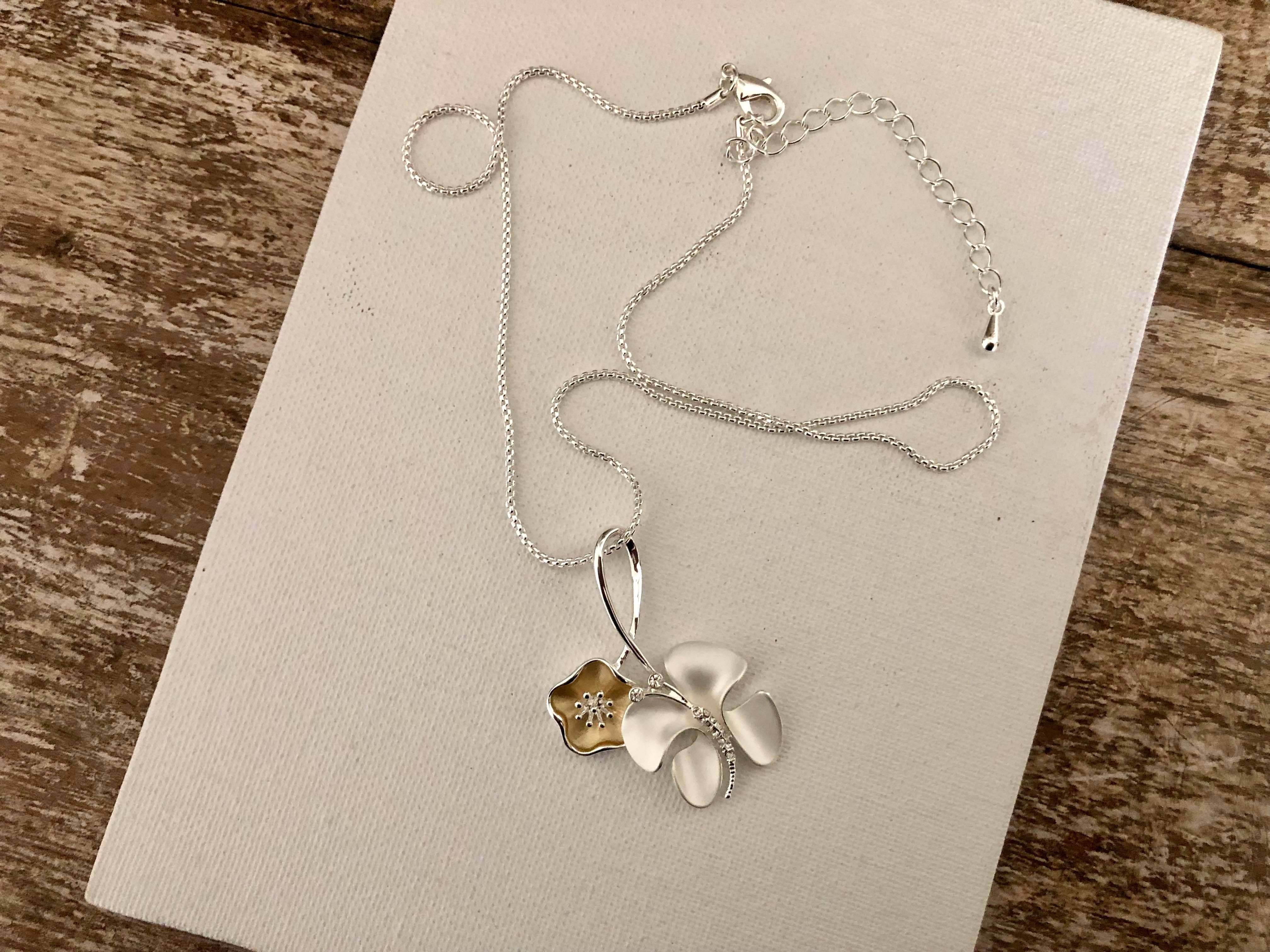 Butterfly/Flower Necklace in BOX