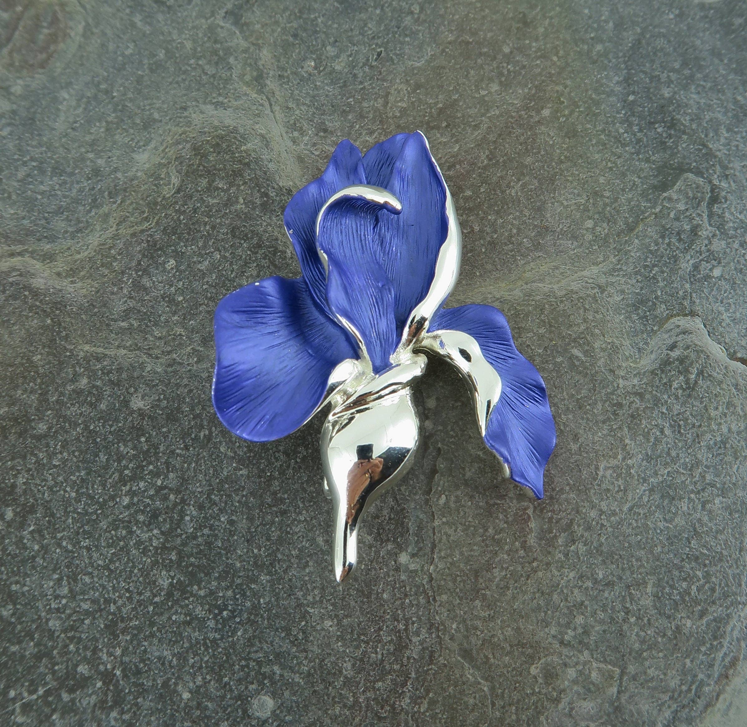 Iris Violet Blue Flower Brooch