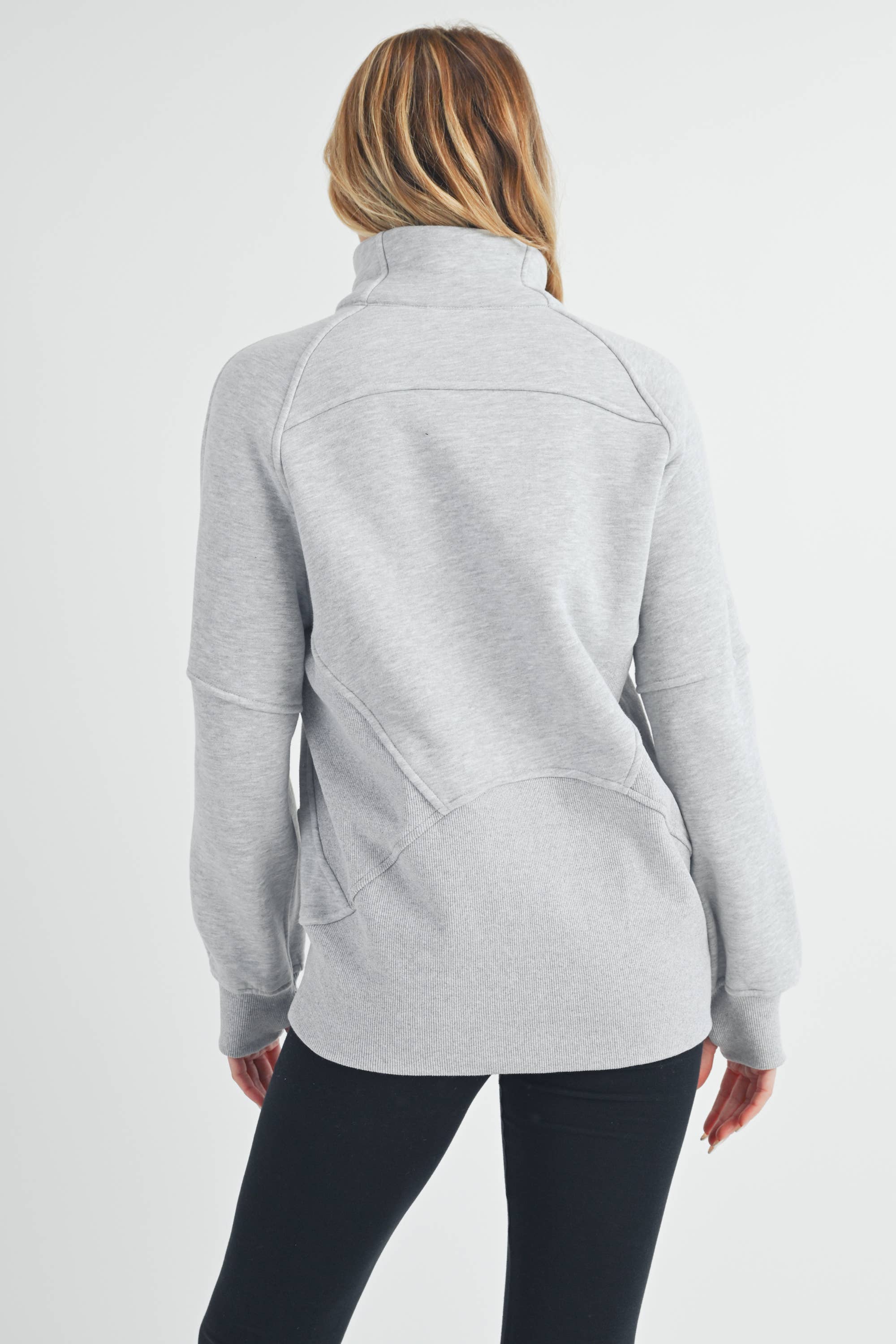 Funnel Neck Half Zip Sweatshirt GREY