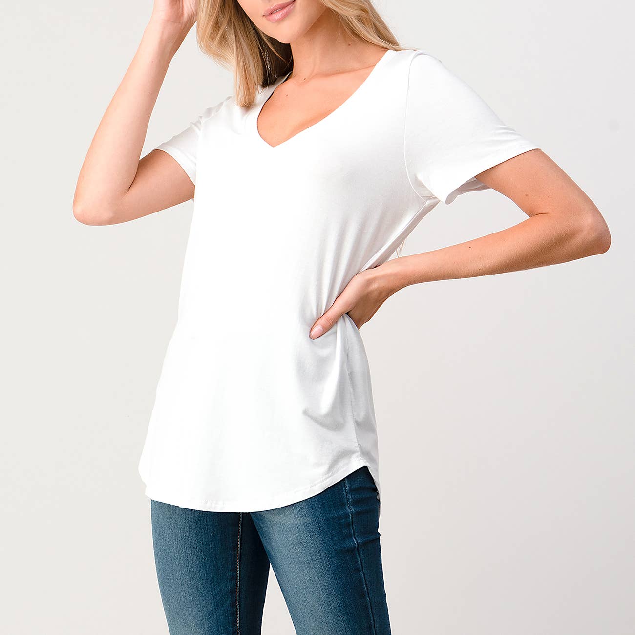 Modal V-neck T-Shirt WHITE