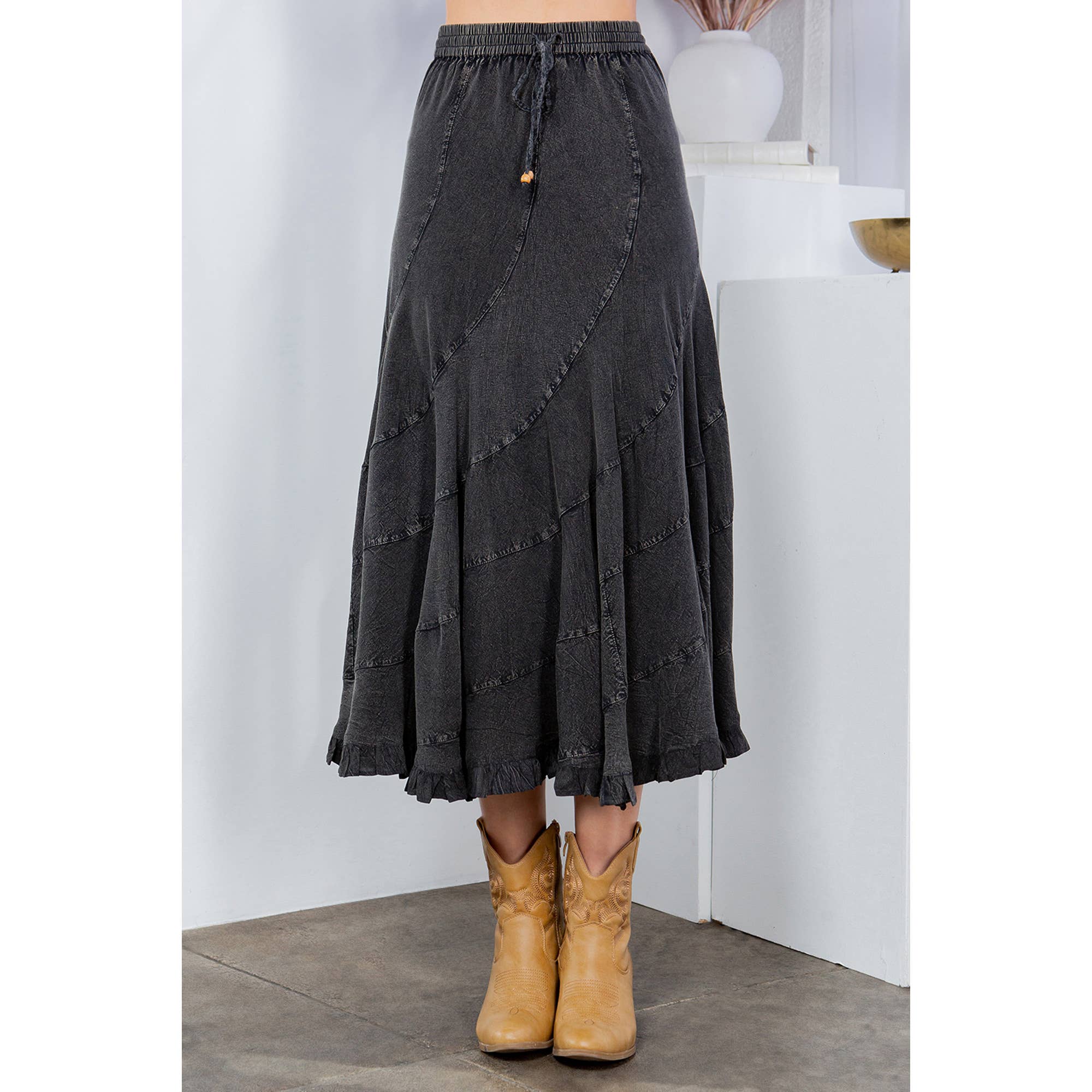Midi Skirt With Asymmetrical Bias
