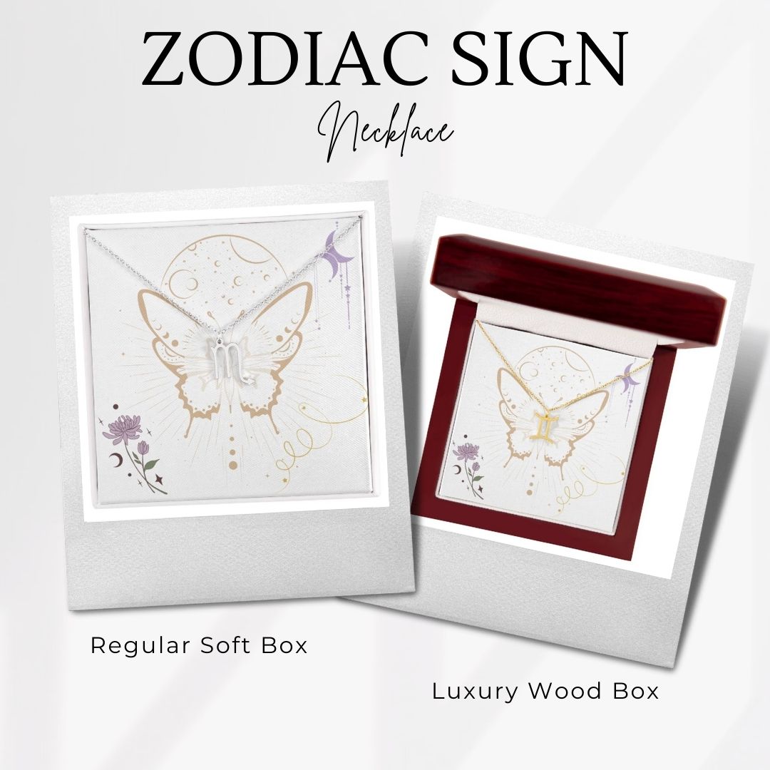 Celestial Butterfly Zodiac Sign Necklace