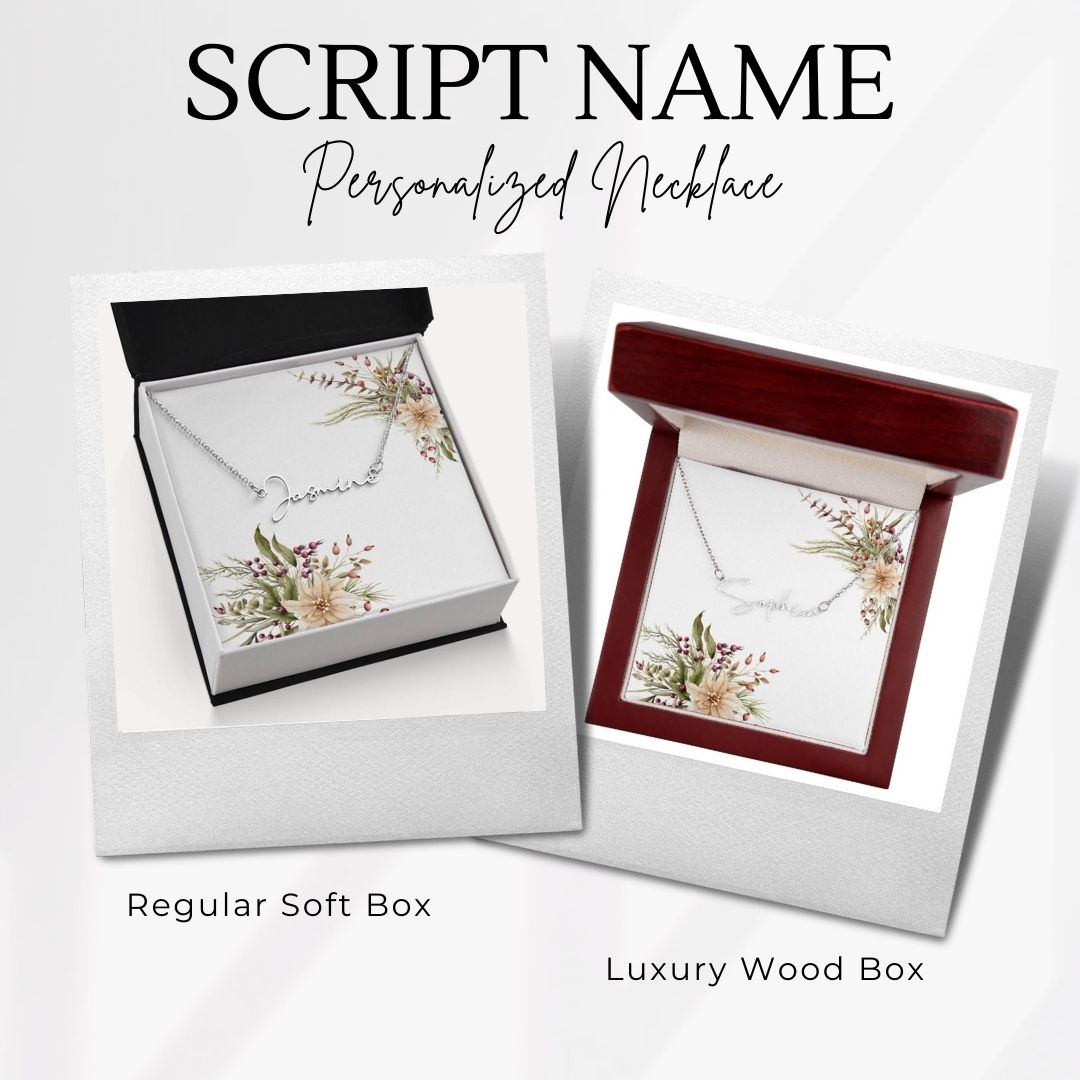 Personalized Name Necklace Script Pointsettia