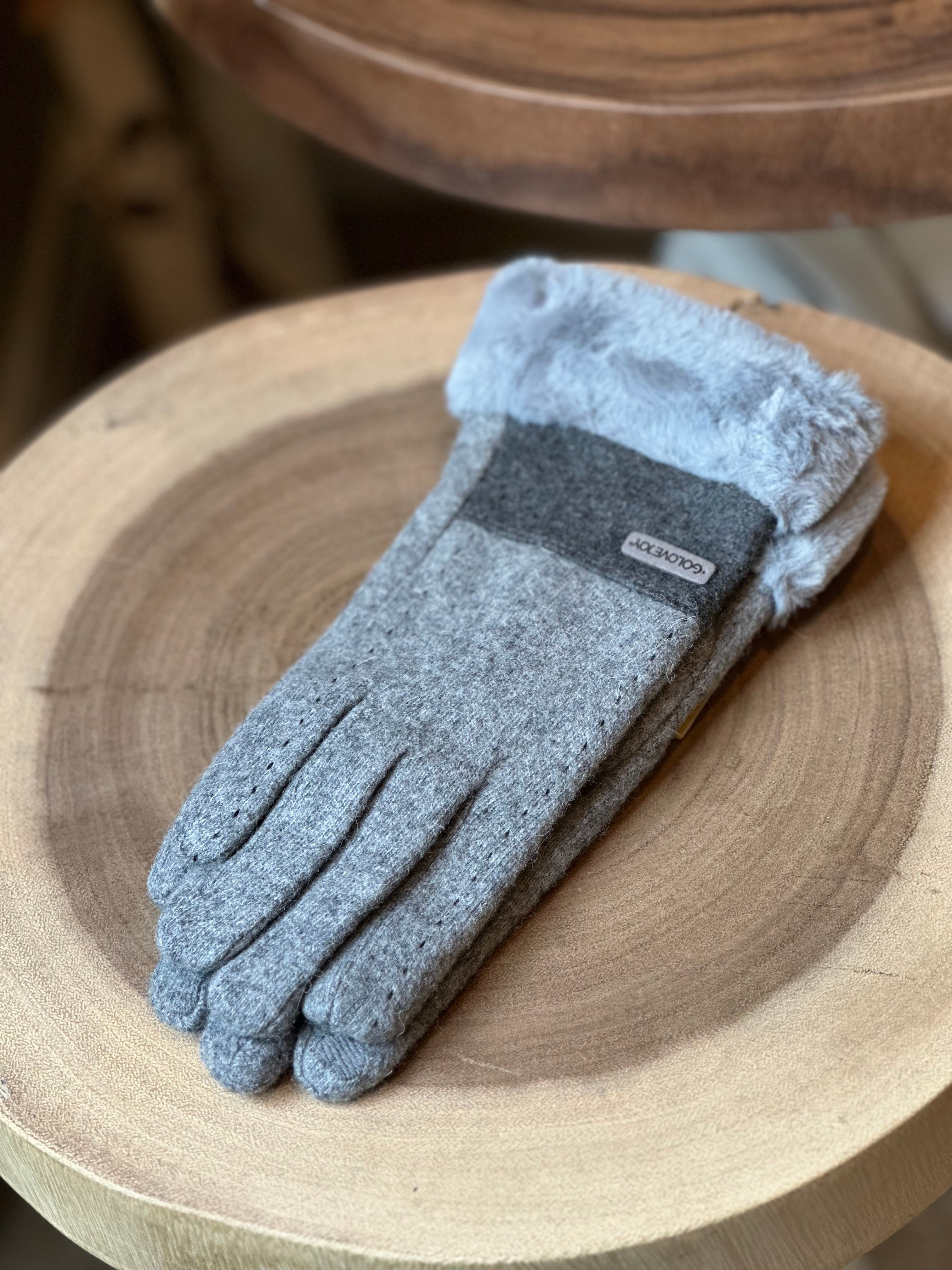 Windproof Wool Blending Gloves GREY