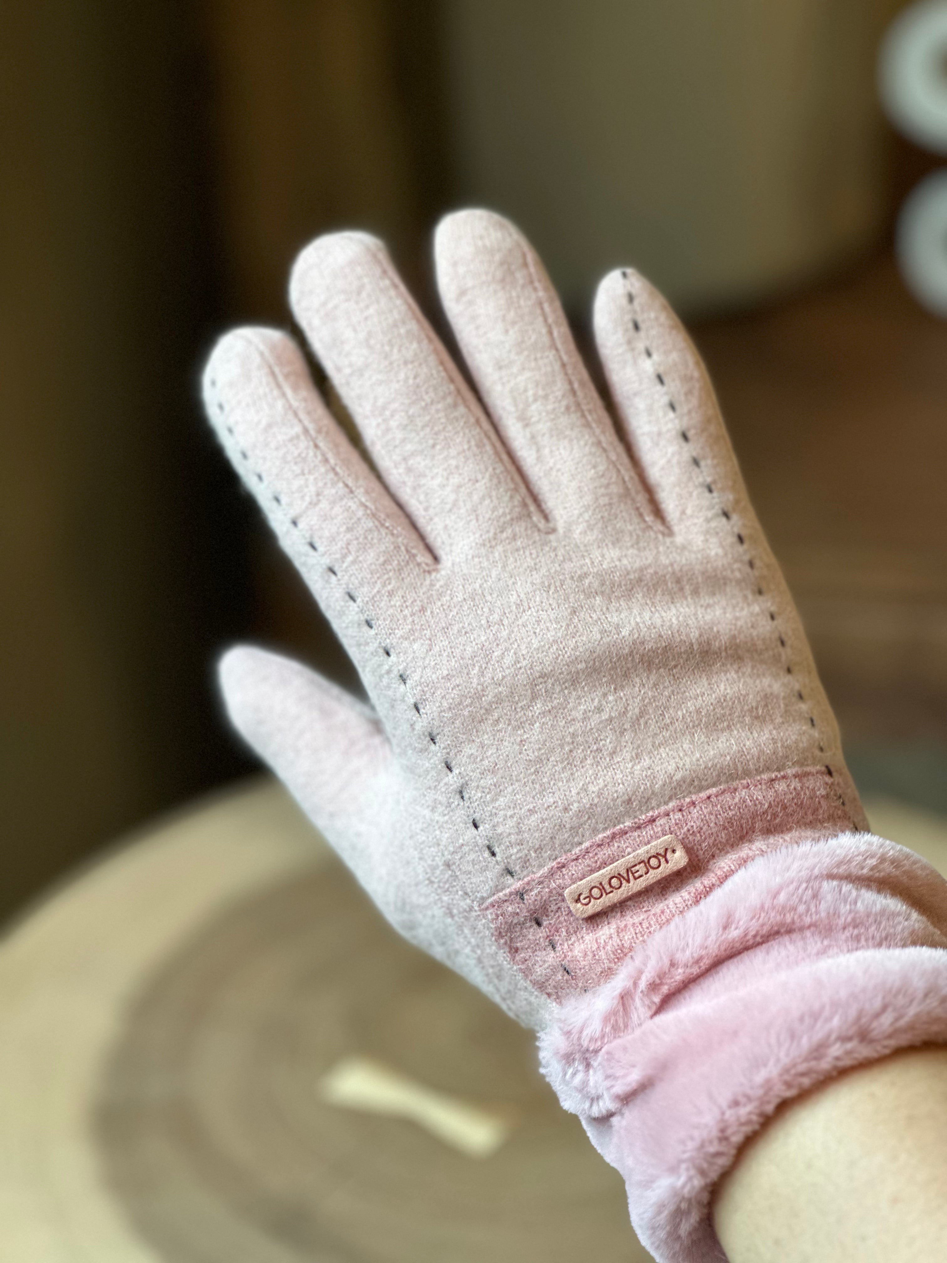 Windproof Wool Blending Gloves PINK