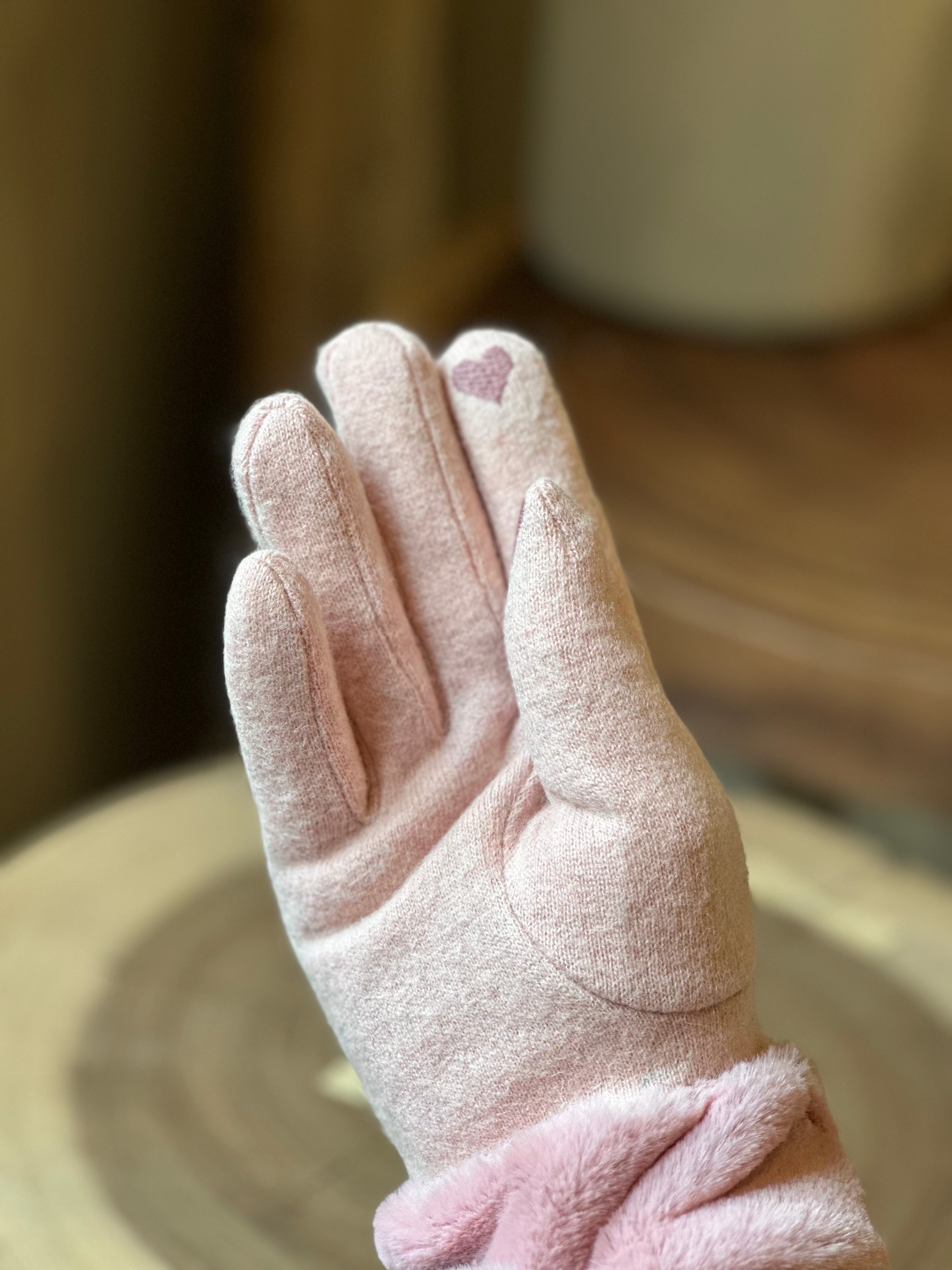 Windproof Wool Blending Gloves PINK