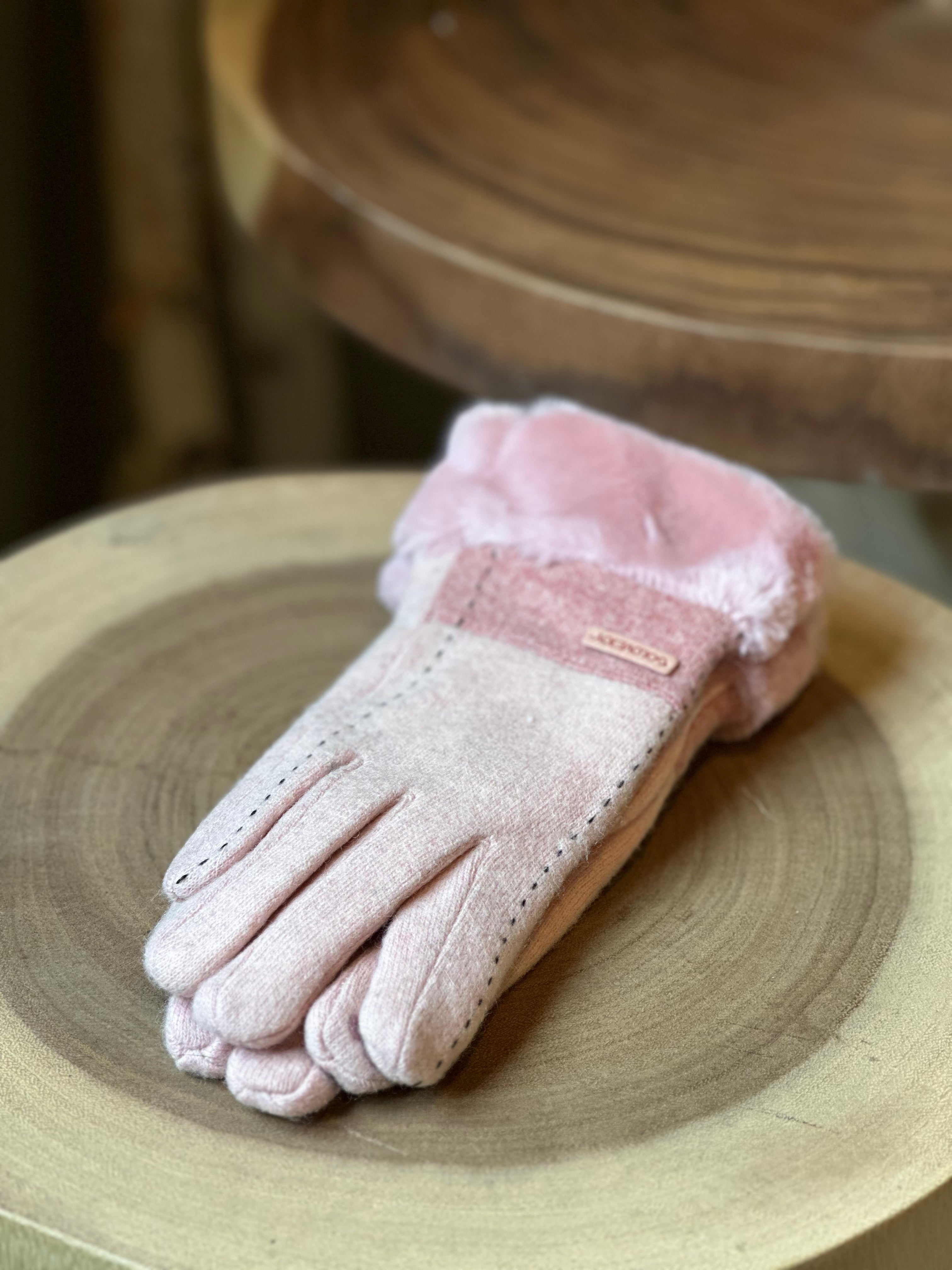 Windproof Wool Blending Gloves PINK