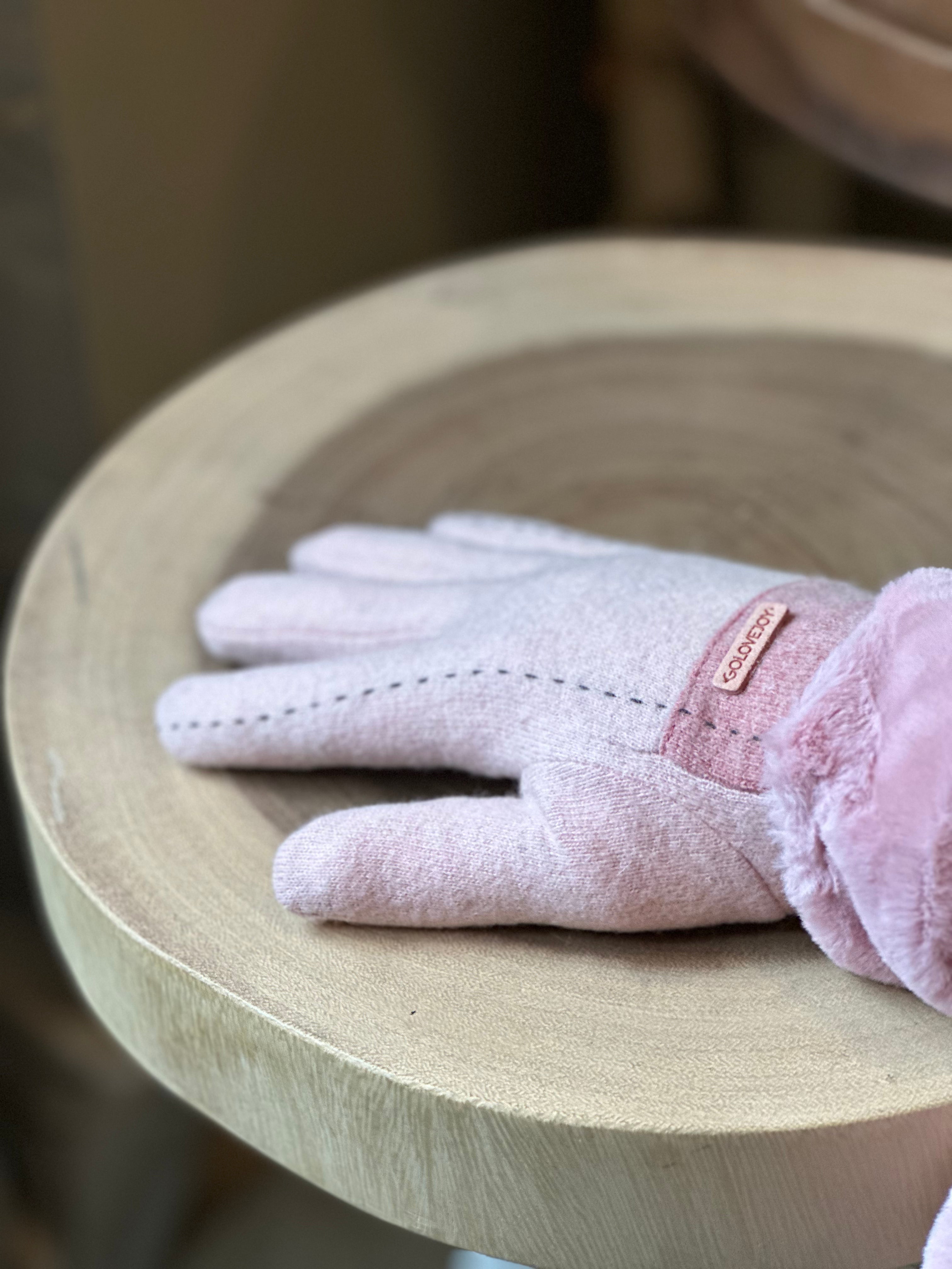 Windproof Wool Blending Gloves PINK