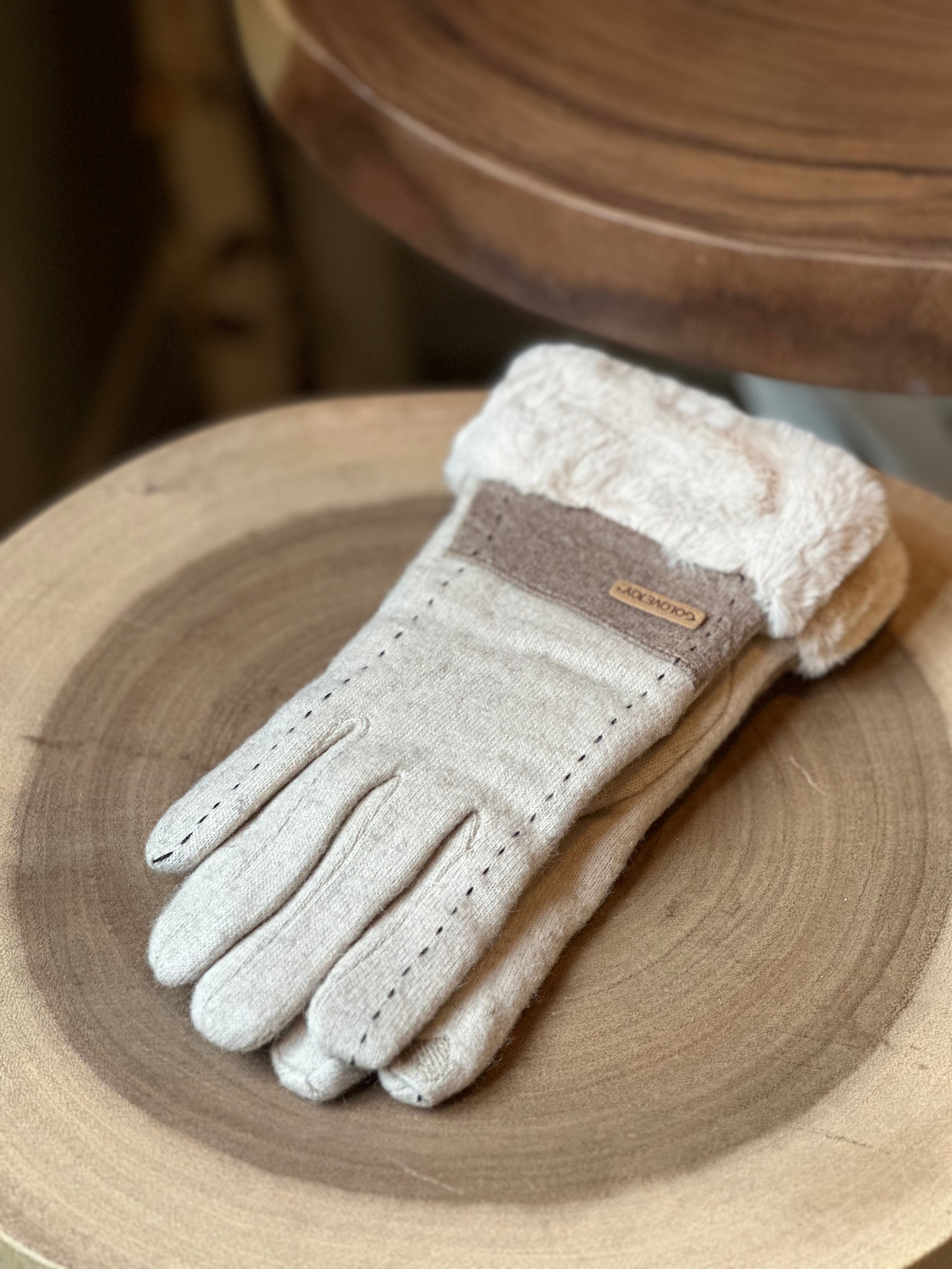 Windproof Wool Blending Gloves BEIGE