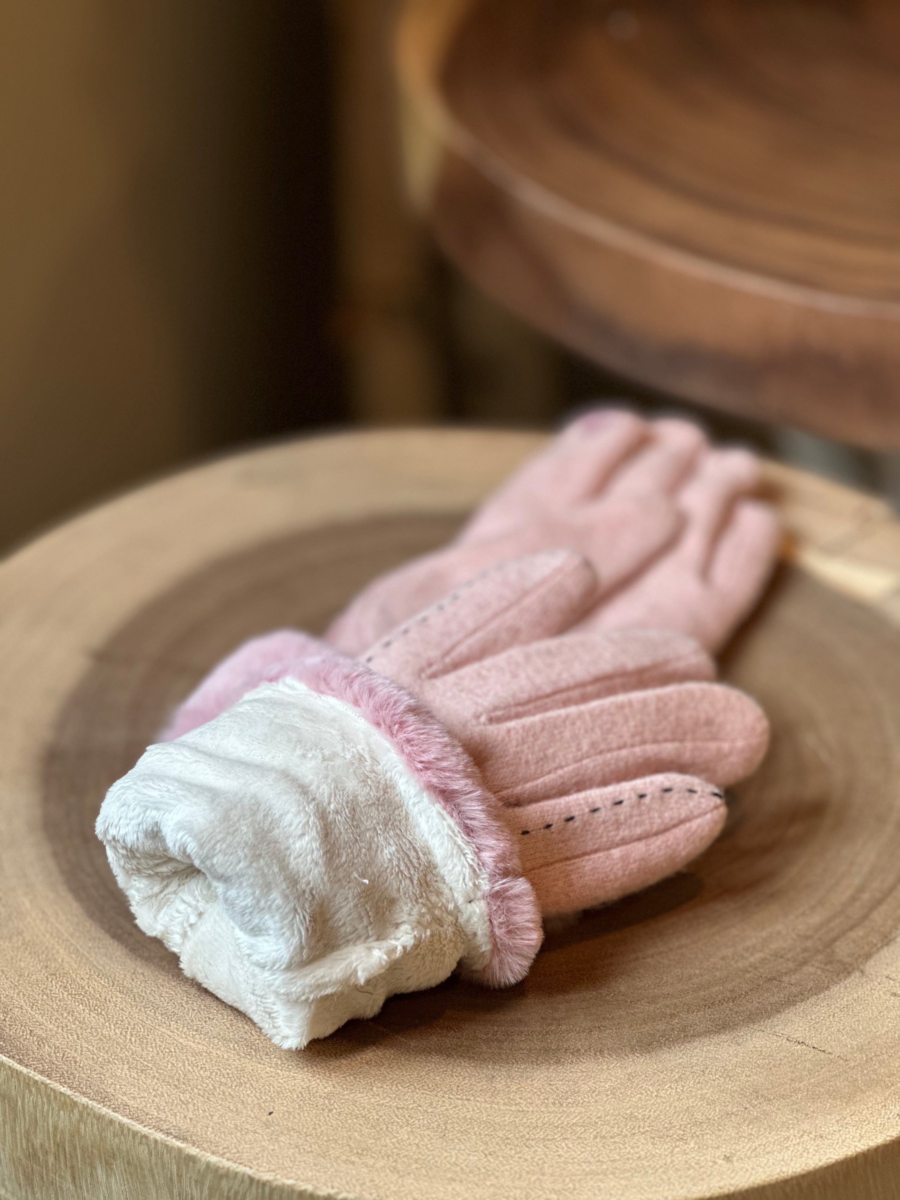 Windproof Wool Blending Gloves PINK