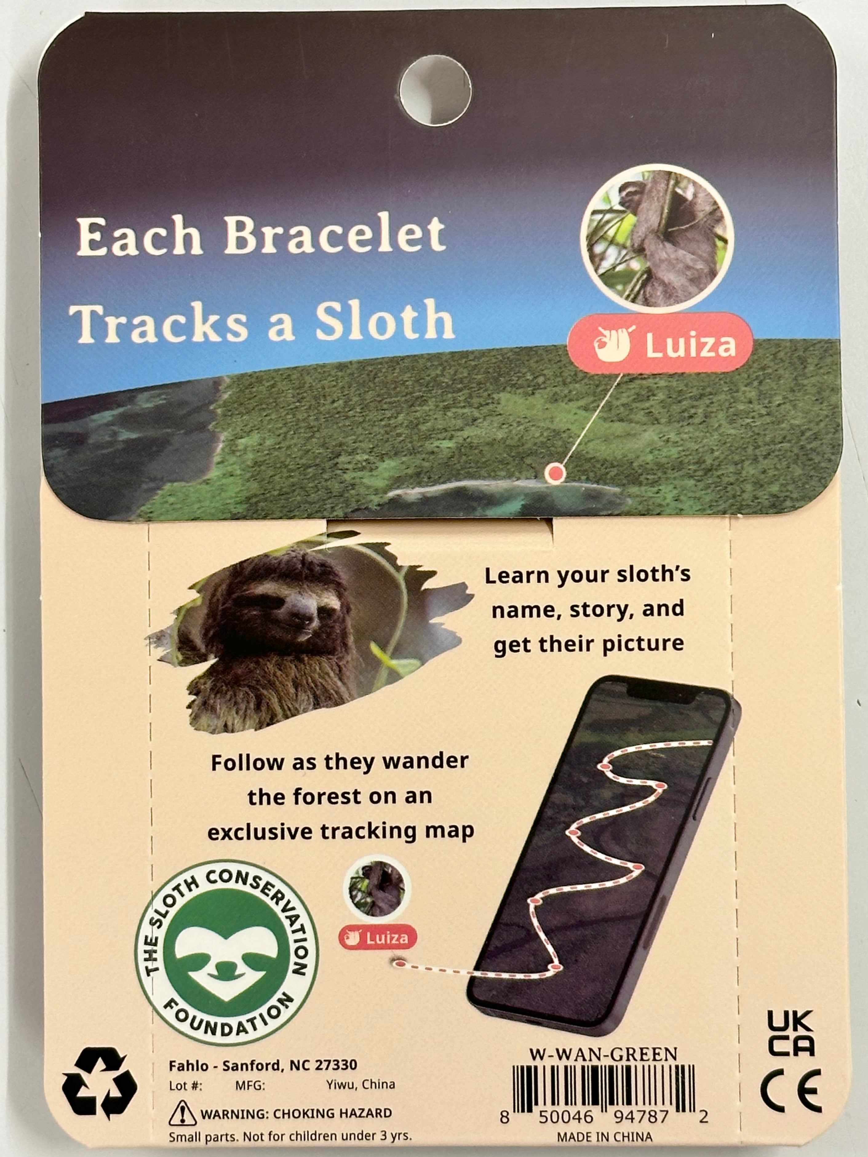 Sloth Tracker Bracelet WANDER-Rainforest Green