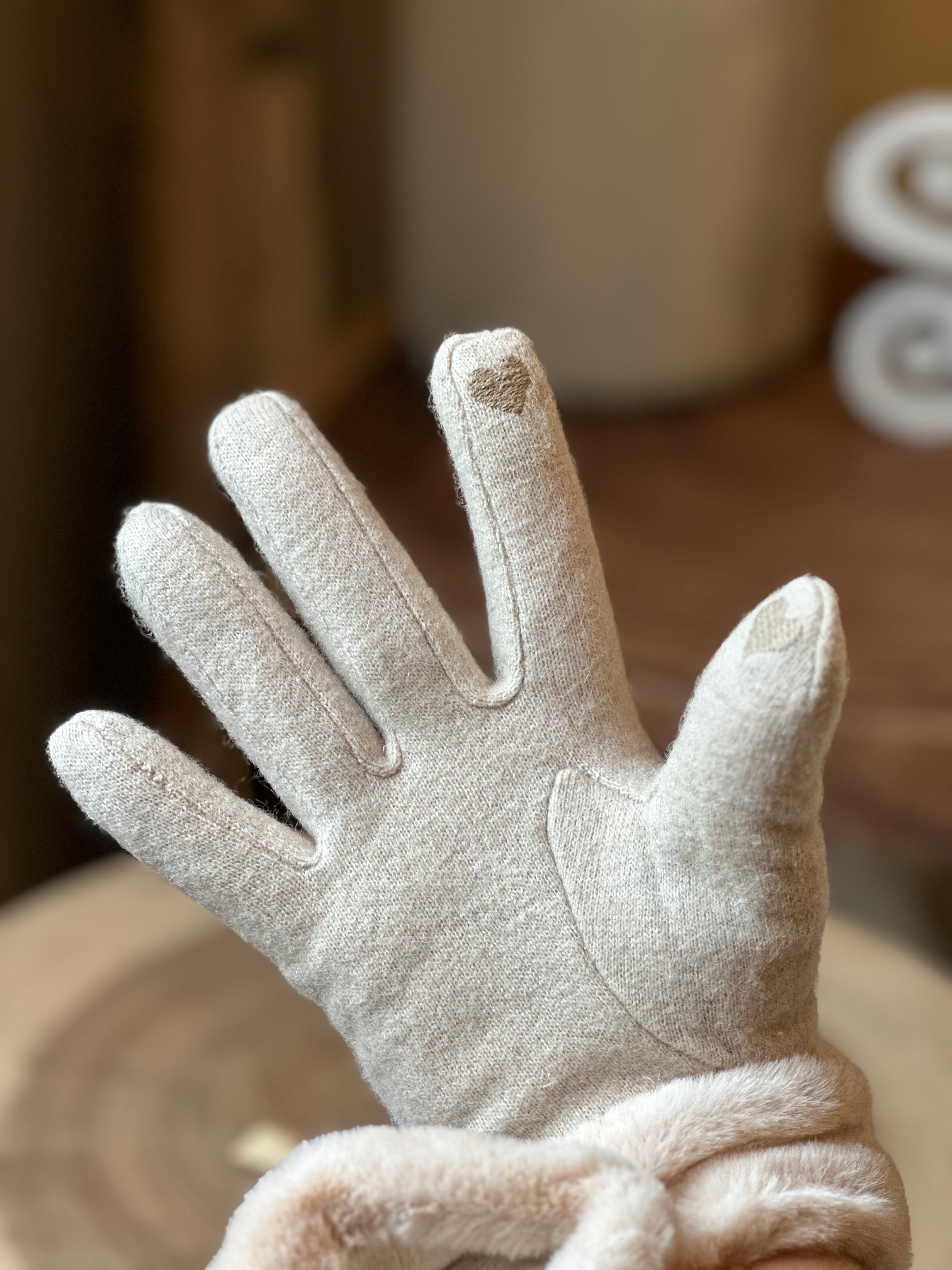 Windproof Wool Blending Gloves BEIGE