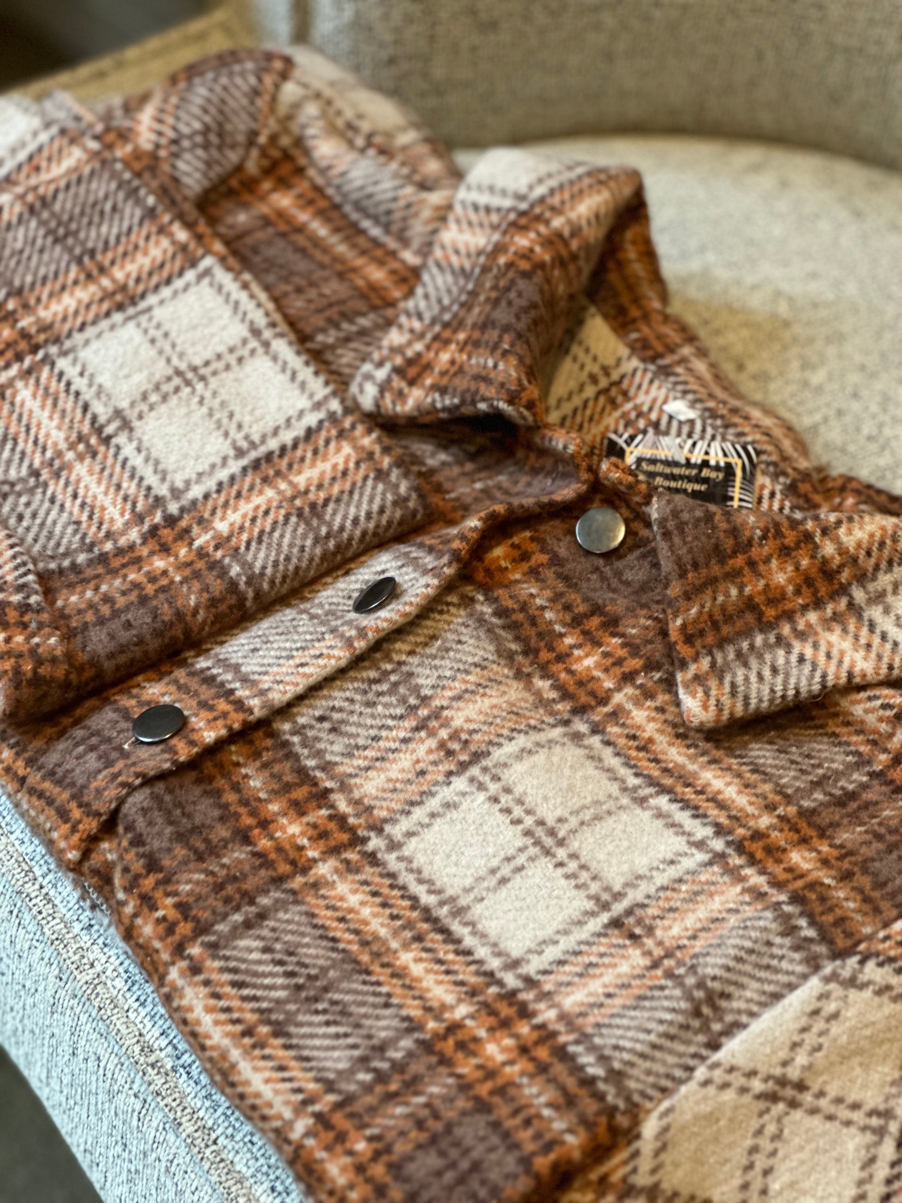 Plaid Shacket Lightweight BROWN