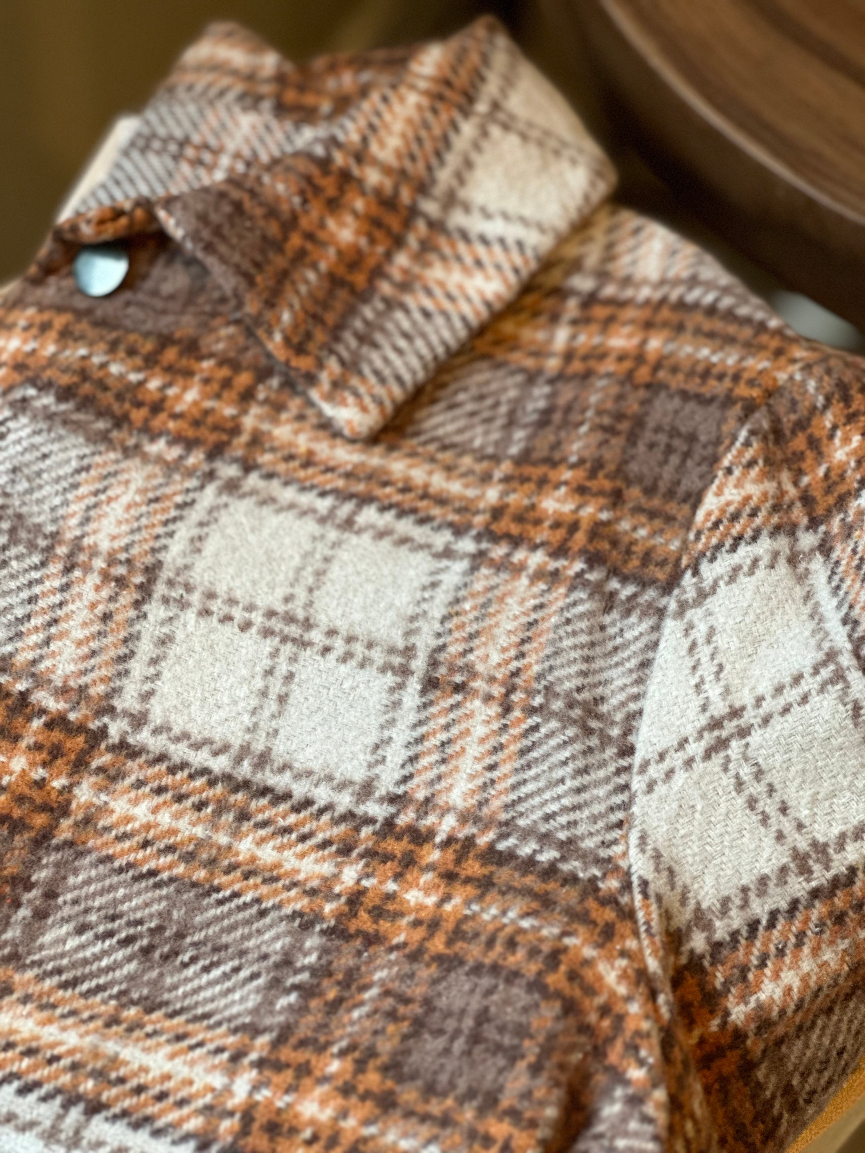 Plaid Shacket Lightweight BROWN