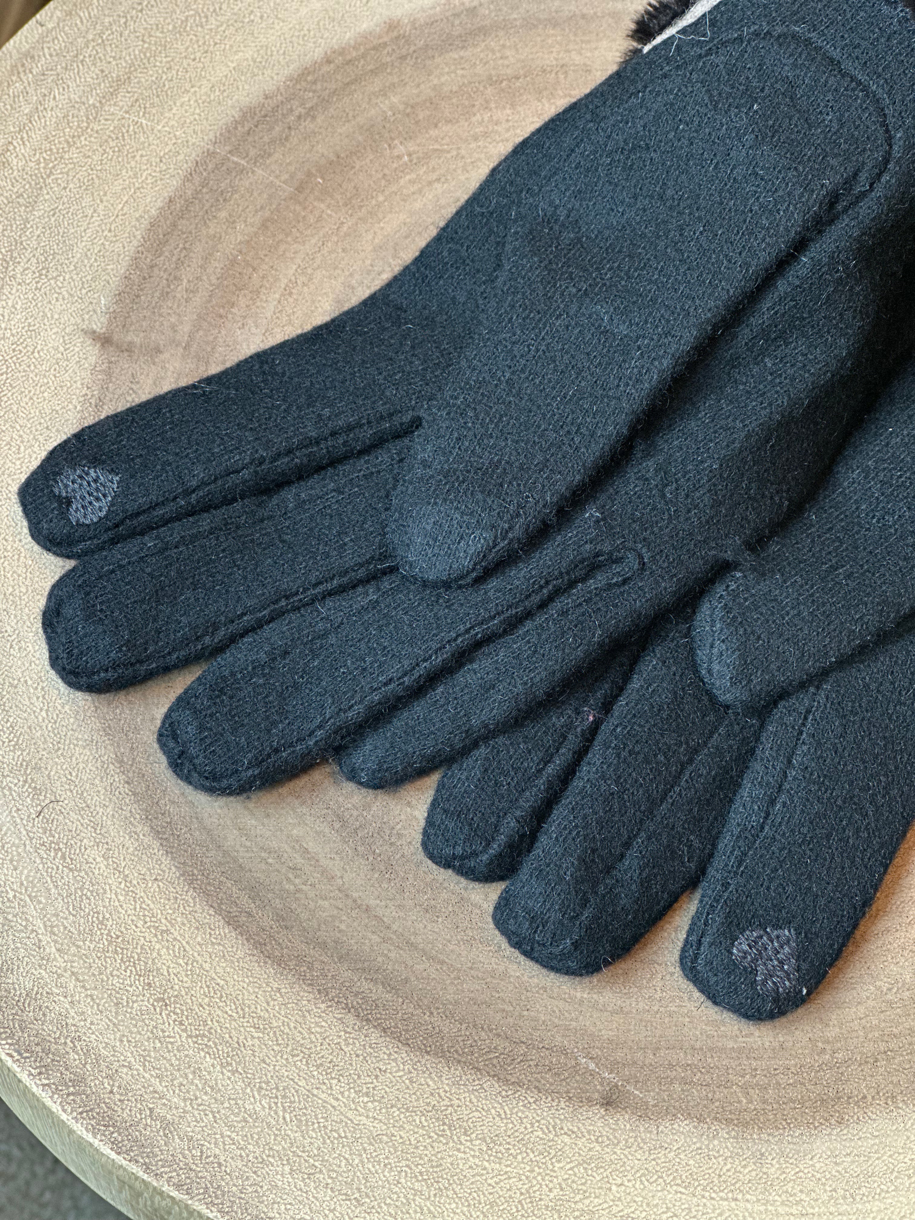 Windproof Wool Blend Gloves BLACK